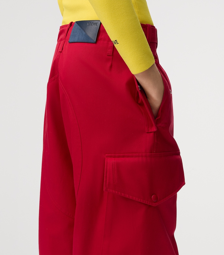 LOEWE Cotton-Silk Cargo Trousers Red Image 5
