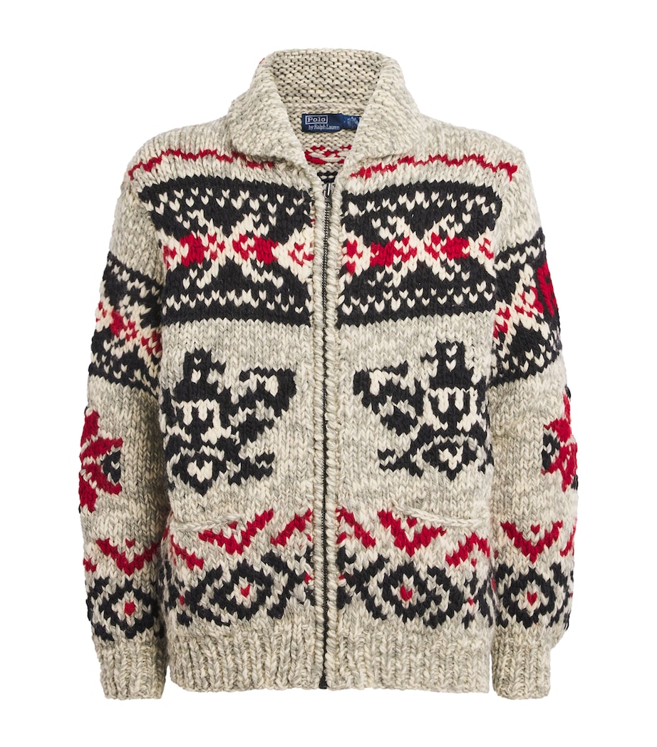 Wool Fair Isle Shawl Cardigan NATURAL Image 1