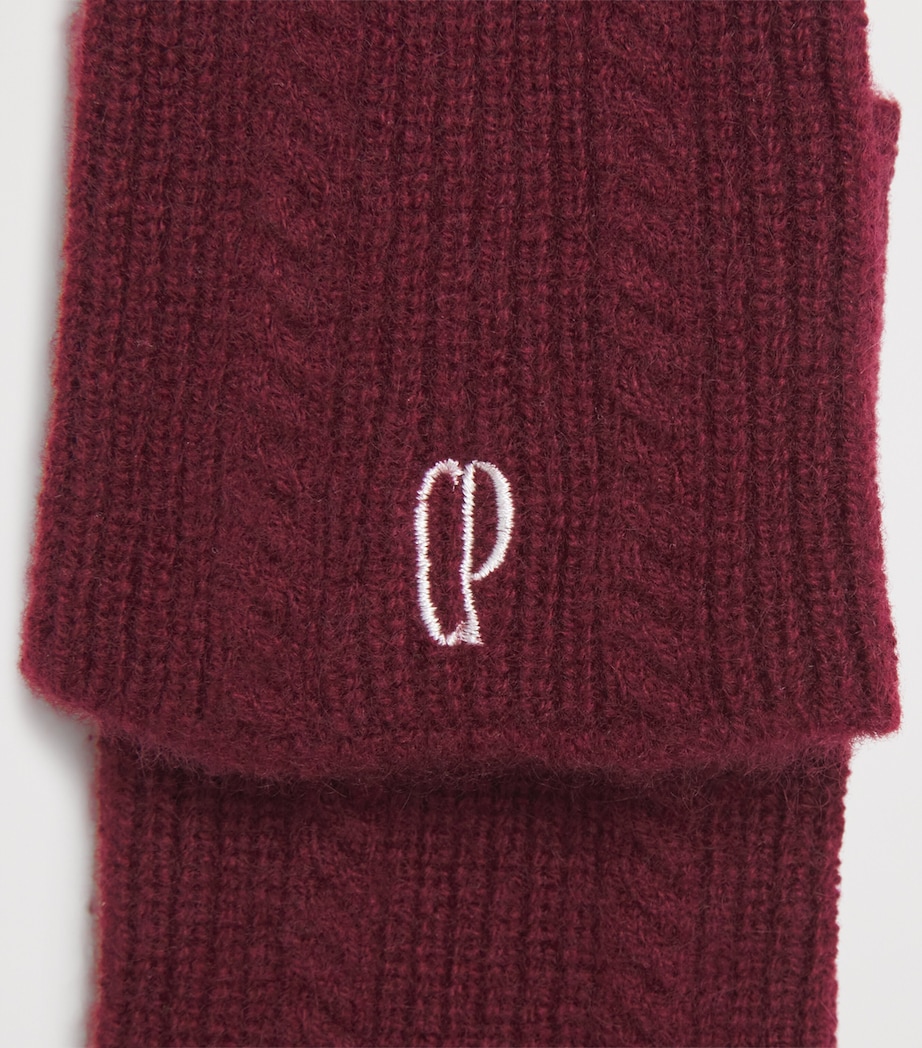 Cashmere-Blend Cable-Knit Gloves BURGUNDY Image 2