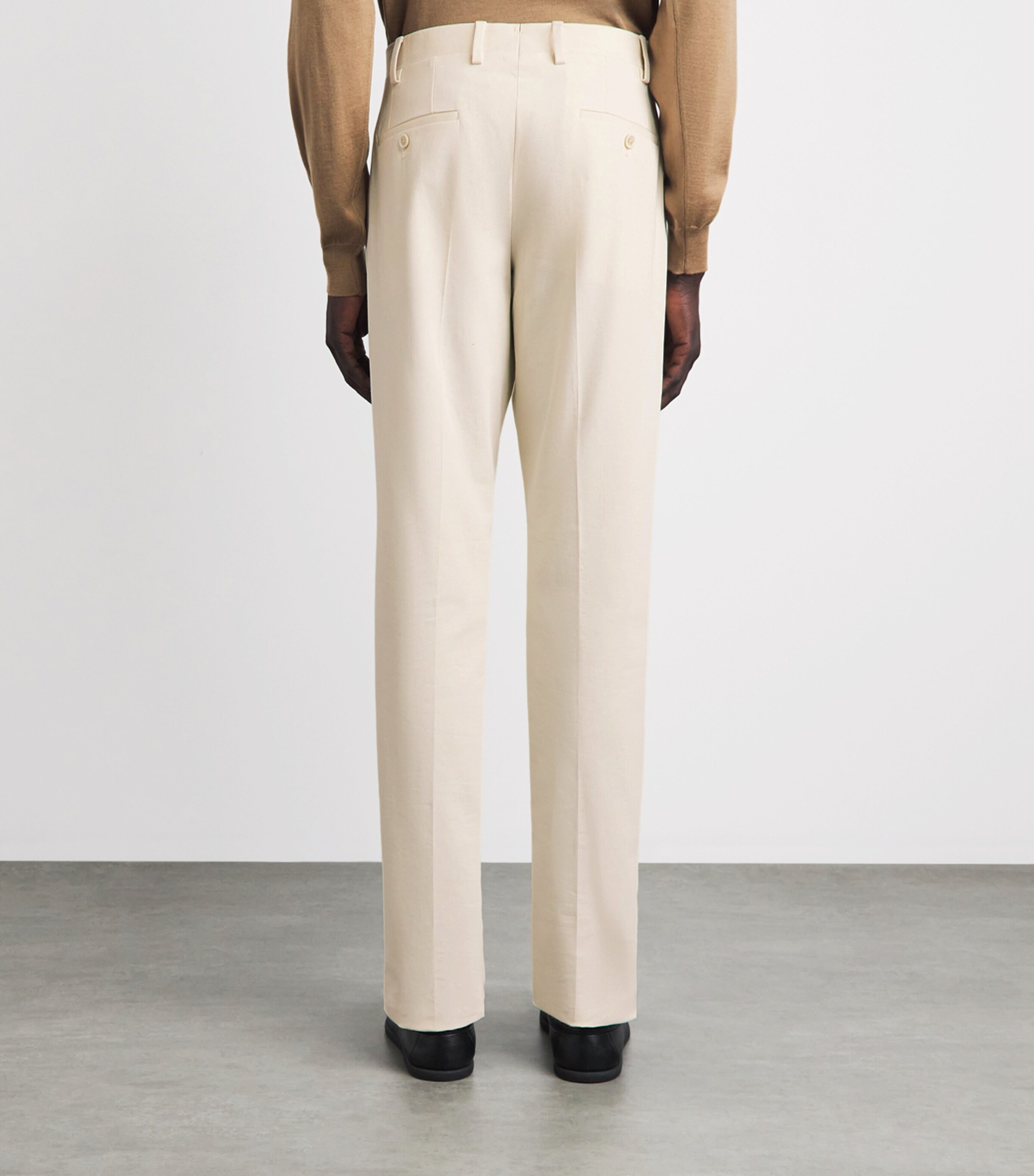 Lardini Mens Stretch-Cotton Twill Chinos Cream Image 5