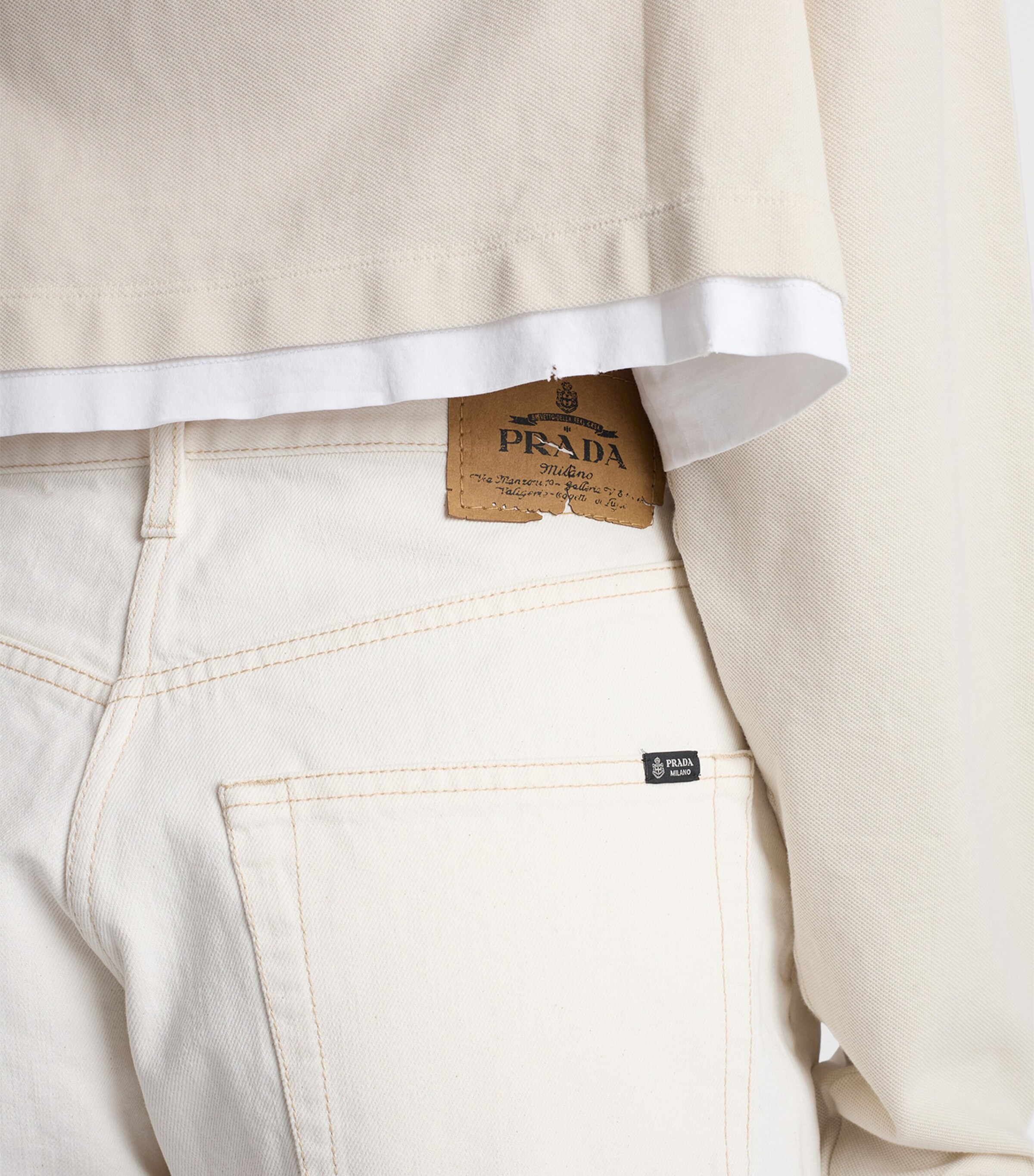 Prada Womens Old Denim Shorts White Image 3