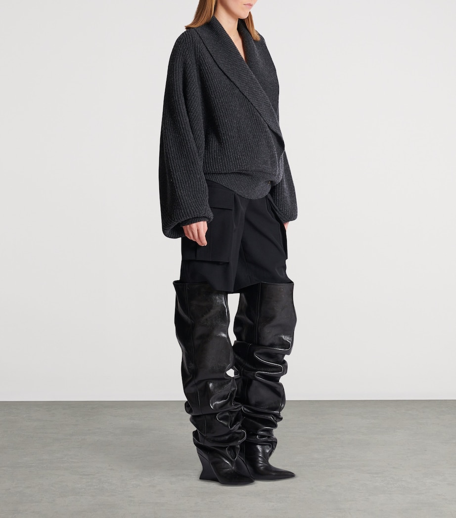 Wool Oversized Wrap Sweater 9DH GRIS CHINE FONCE Image 5