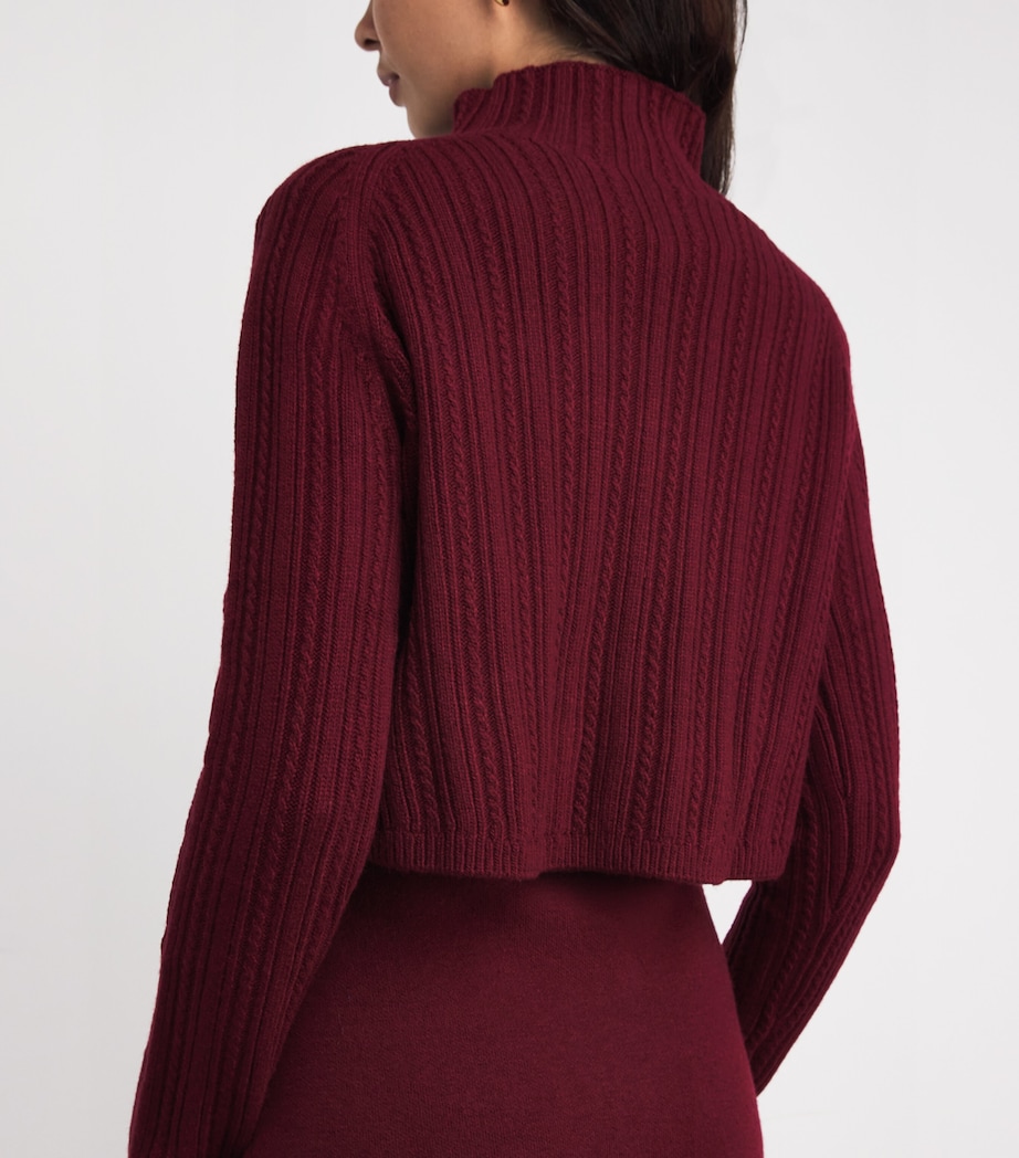 Cable-Knit Sweater Mini Dress BURGUNDY Image 7