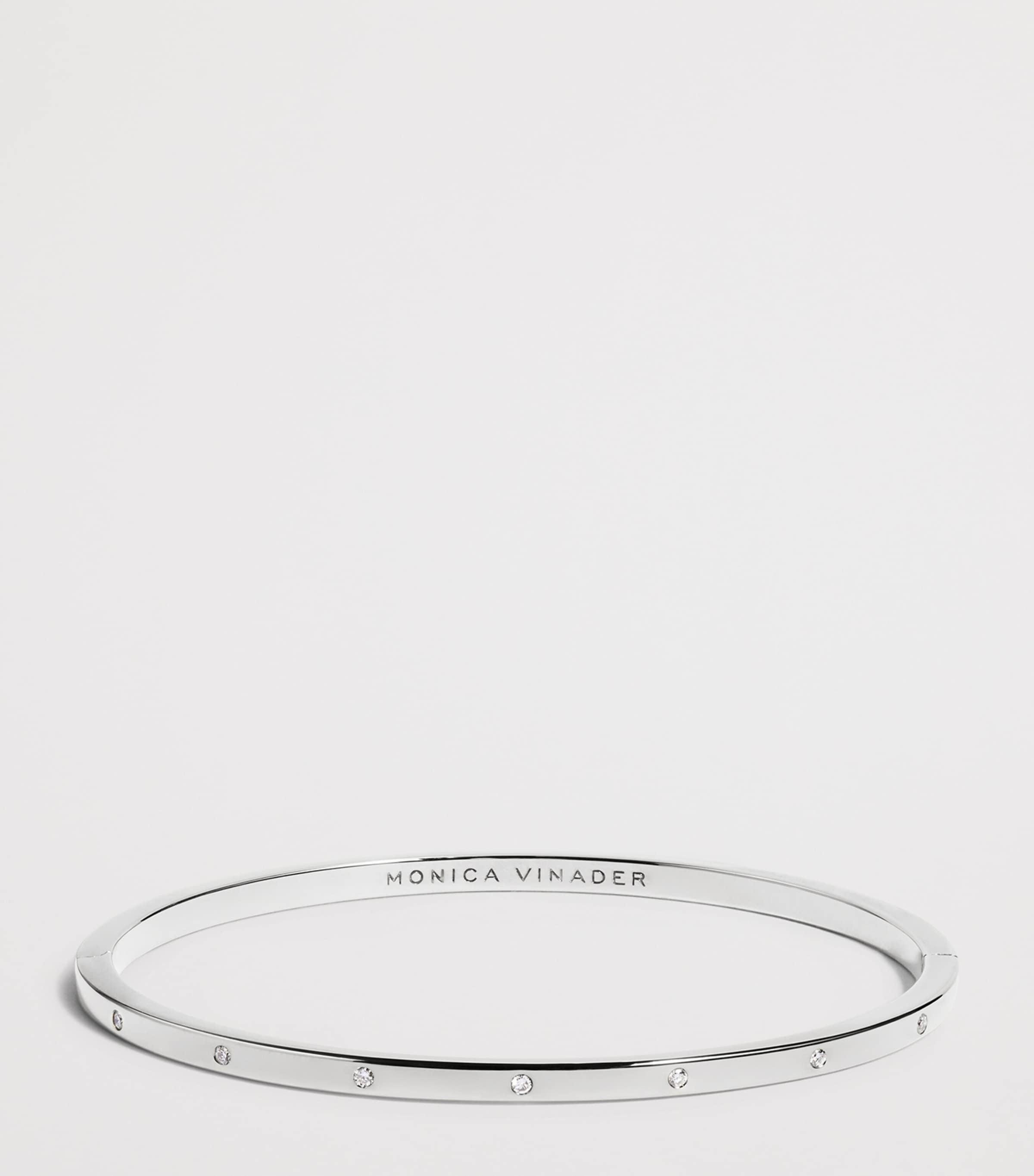 Monica Vinader Sterling Silver and Diamond Essentials Bangle Silver/diamond Image 5