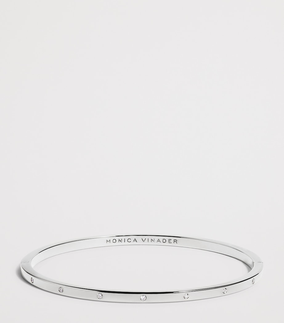 Monica Vinader Sterling Silver and Diamond Essentials Bangle Silver/diamond Image 5