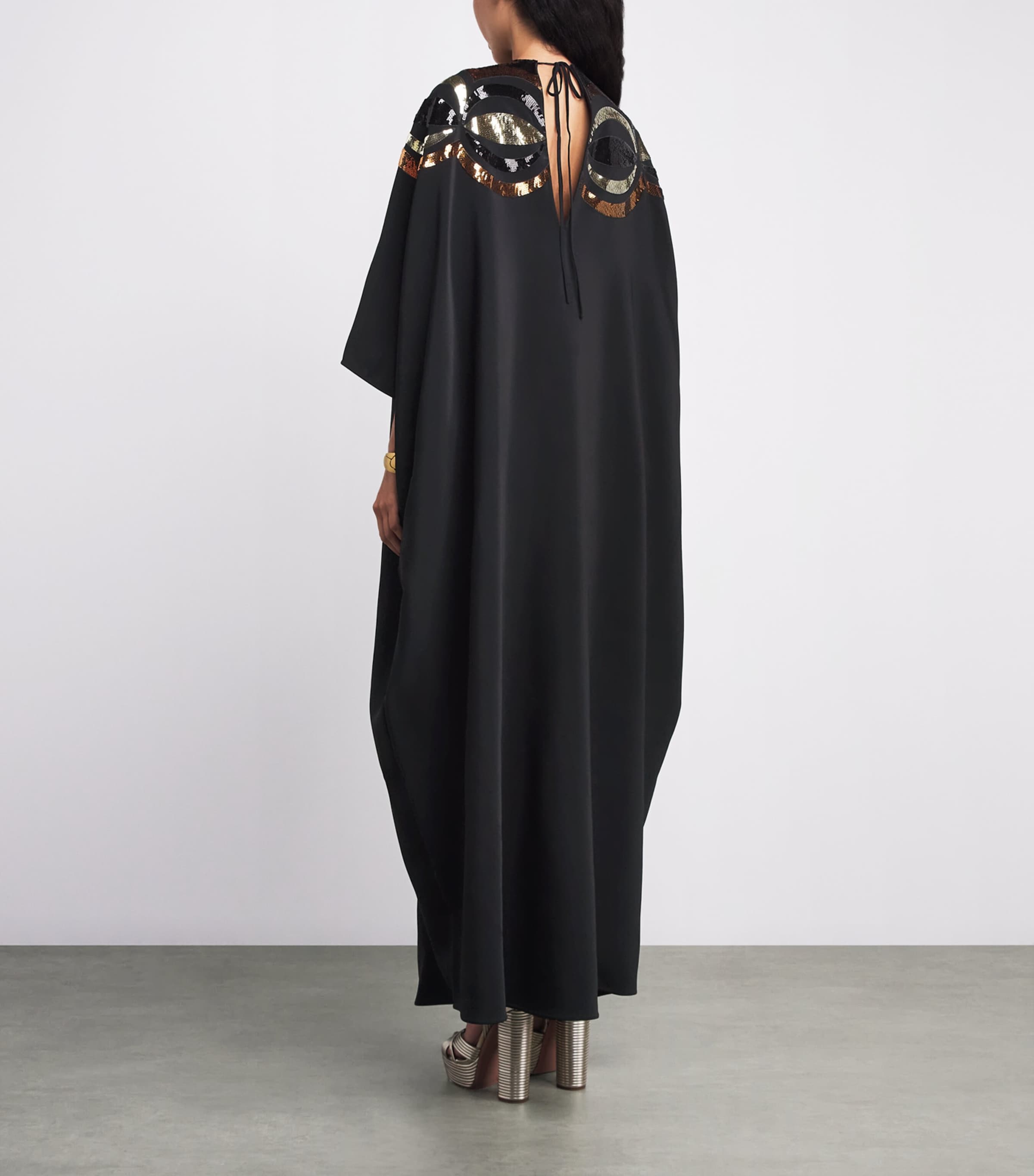 Crepe Sequin-Embellished Maxi Kaftan Dress 999/NERO Image 3