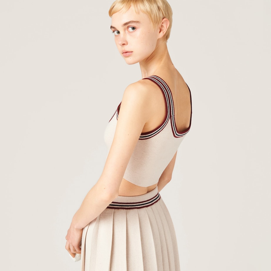 Miu Miu Womens Cashmere Logo Crop Top Image 3