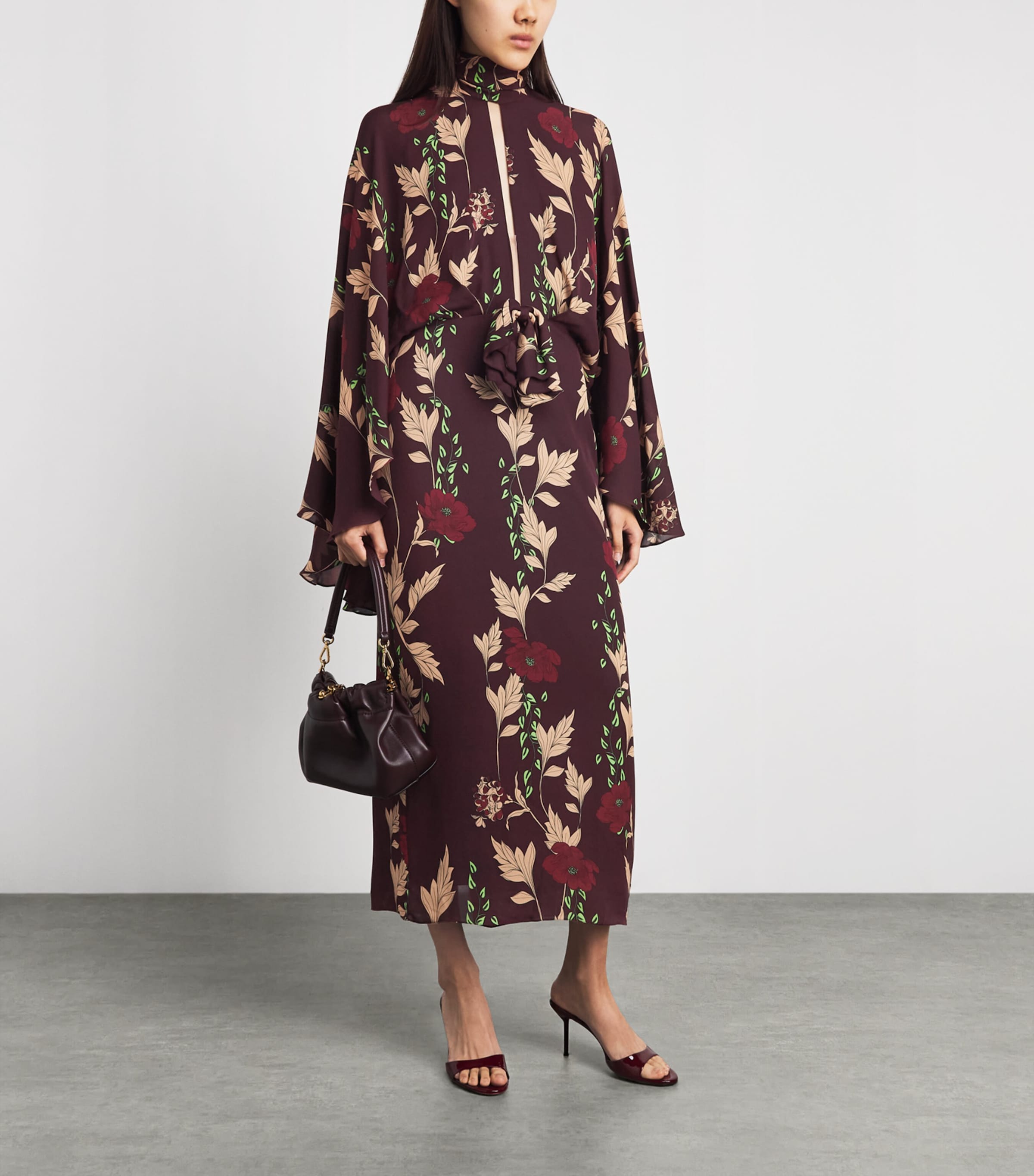 Johanna Ortiz Womens Parajes Lejanos Maxi Dress Wine/sand Image 2