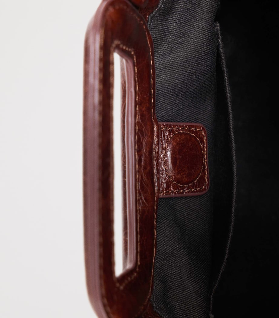 Maje Leather Milpli Clutch Bag Dark Brown Image 15