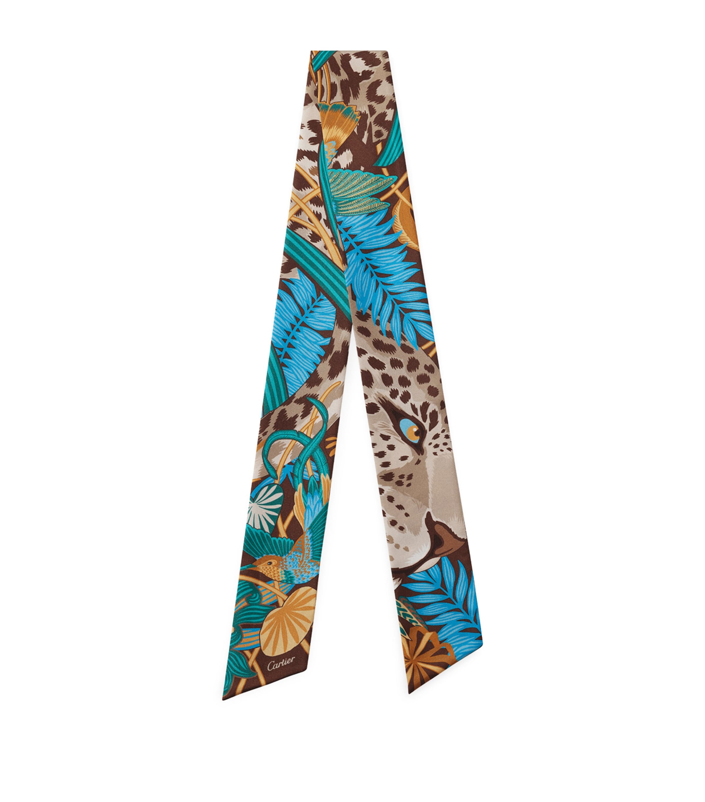 Cartier Panther In The Jungle Graphic-print Silk-twill Headband In Beige