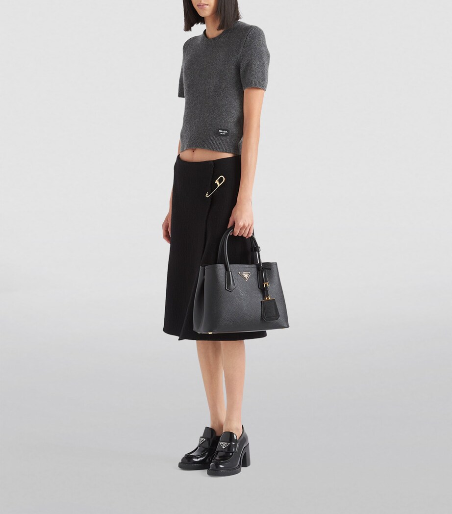Prada Small Leather Saffiano Double Top-Handle Bag Image 7