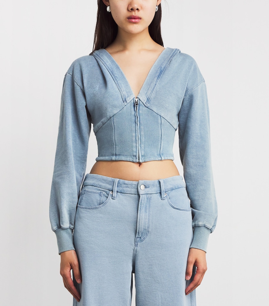 Cotton Jeanius Zip-Up Cropped Hoodie INDIGO1157 Image 3