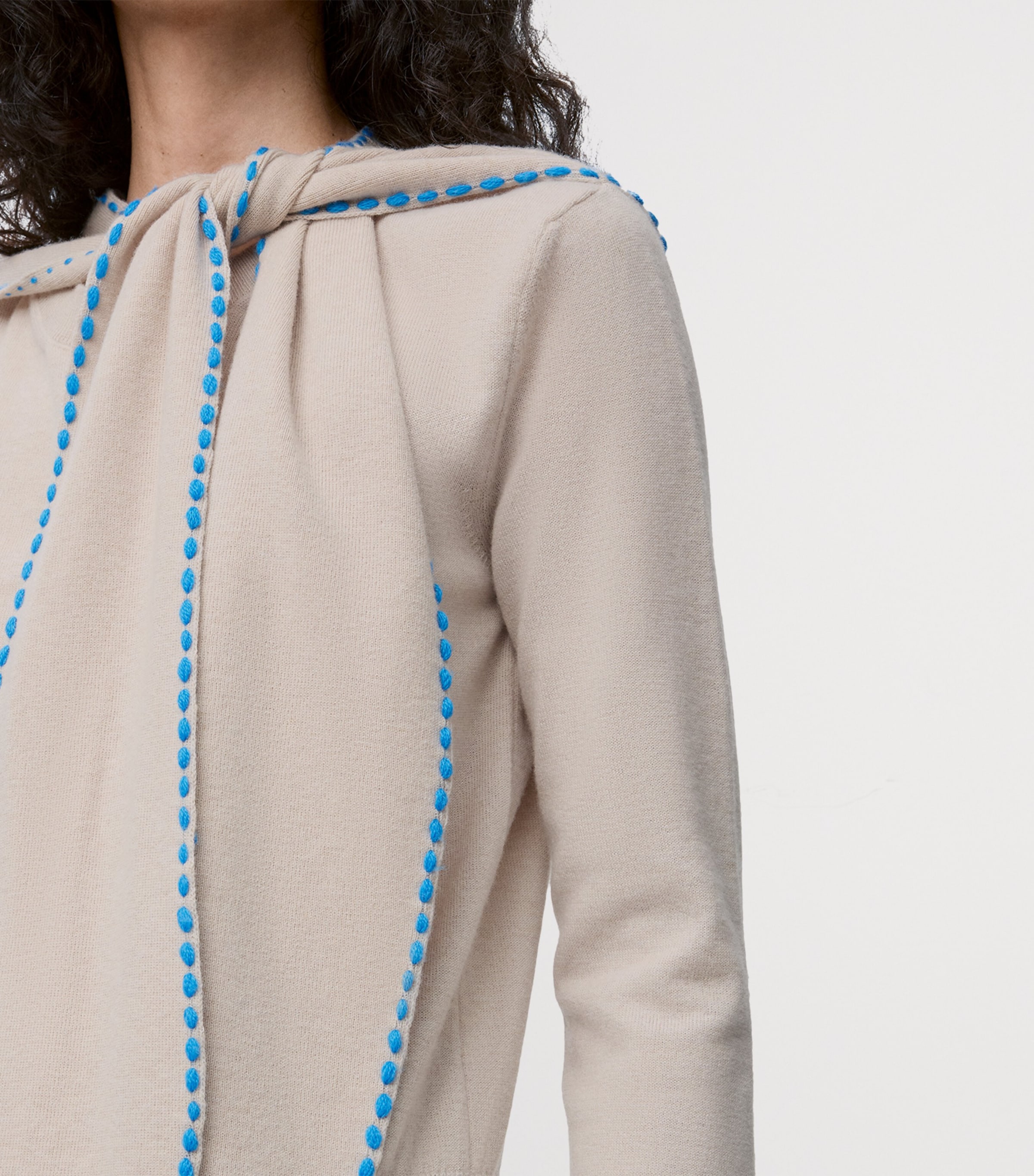 Wool-Blend Scarf Sweater BEIGE/BLUE Image 5