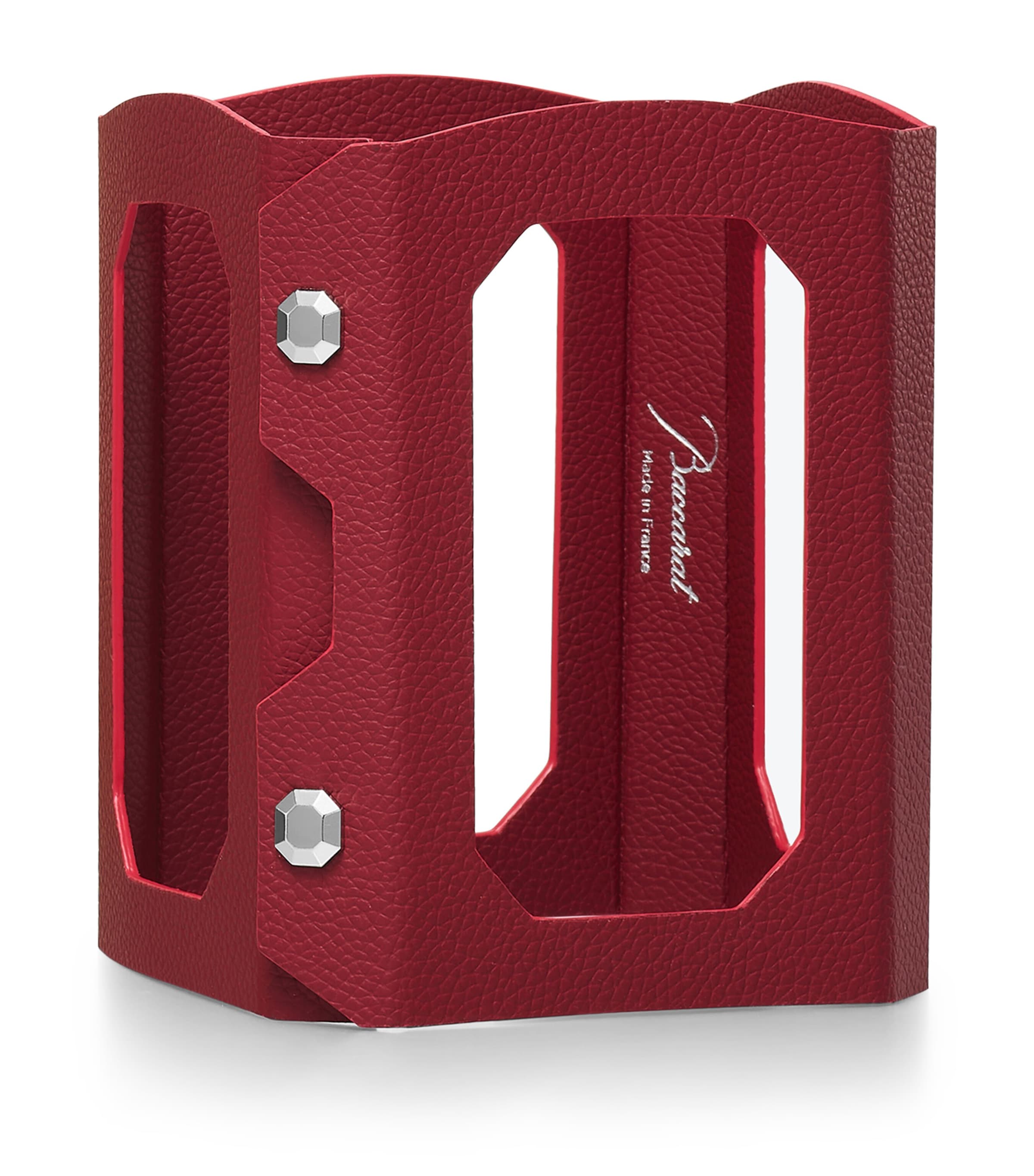Baccarat Leather Octogone Decanter Case In Red
