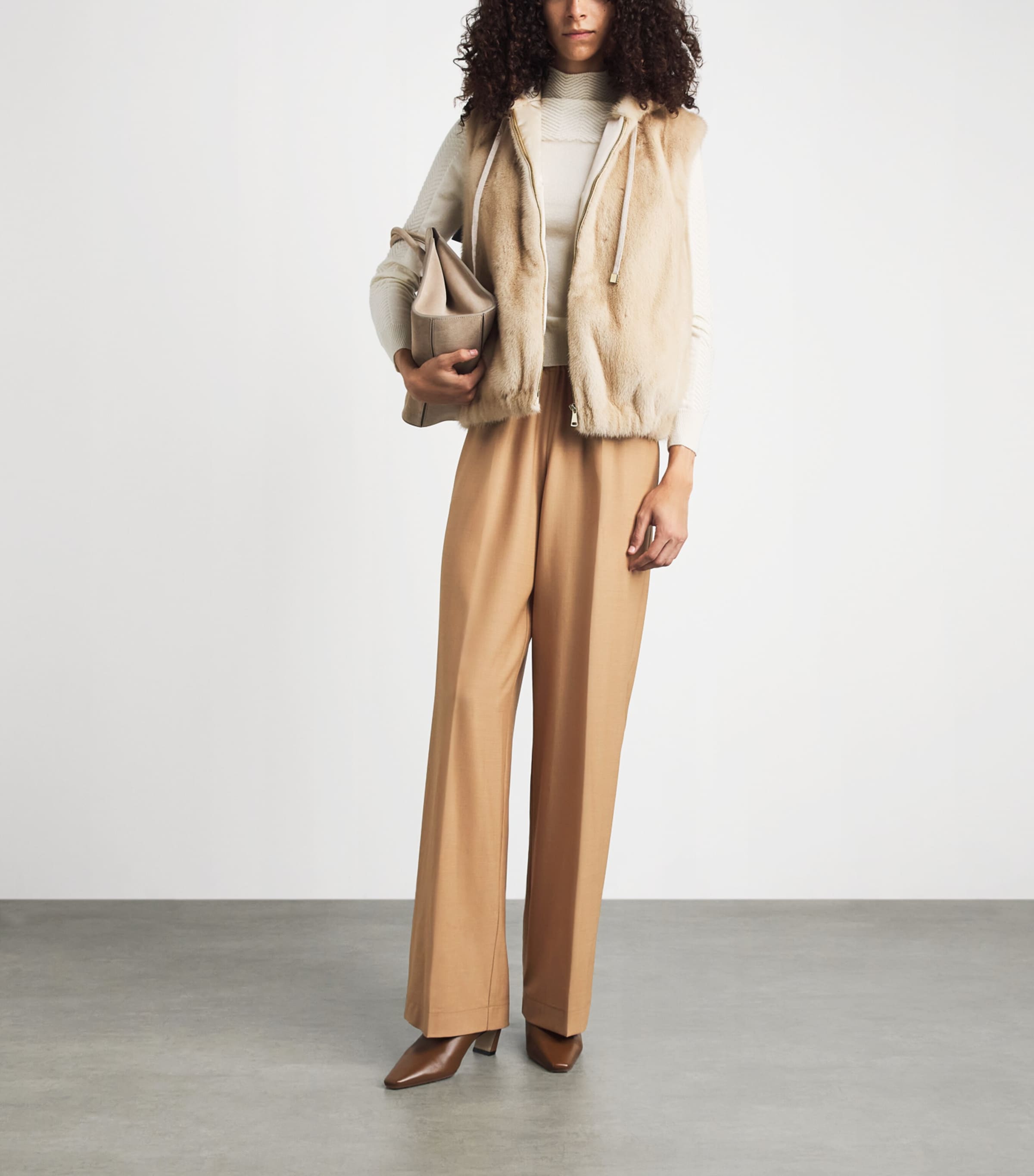 Fabiana Filippi Womens Wool-Blend Wide-Leg Trousers Vimini Image 2