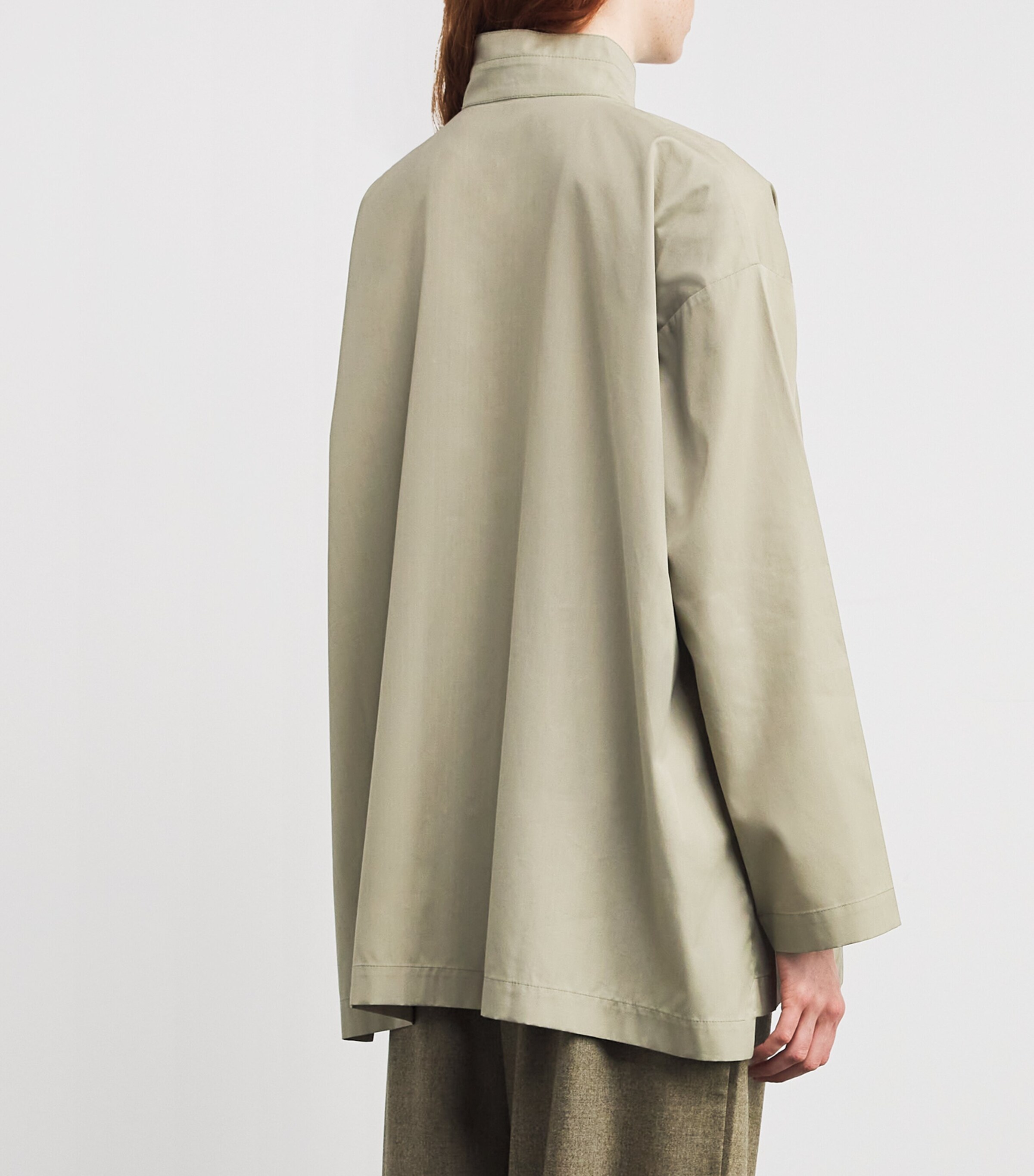 Cotton Slim Double Stand-Collar Shirt GRNSND Image 4