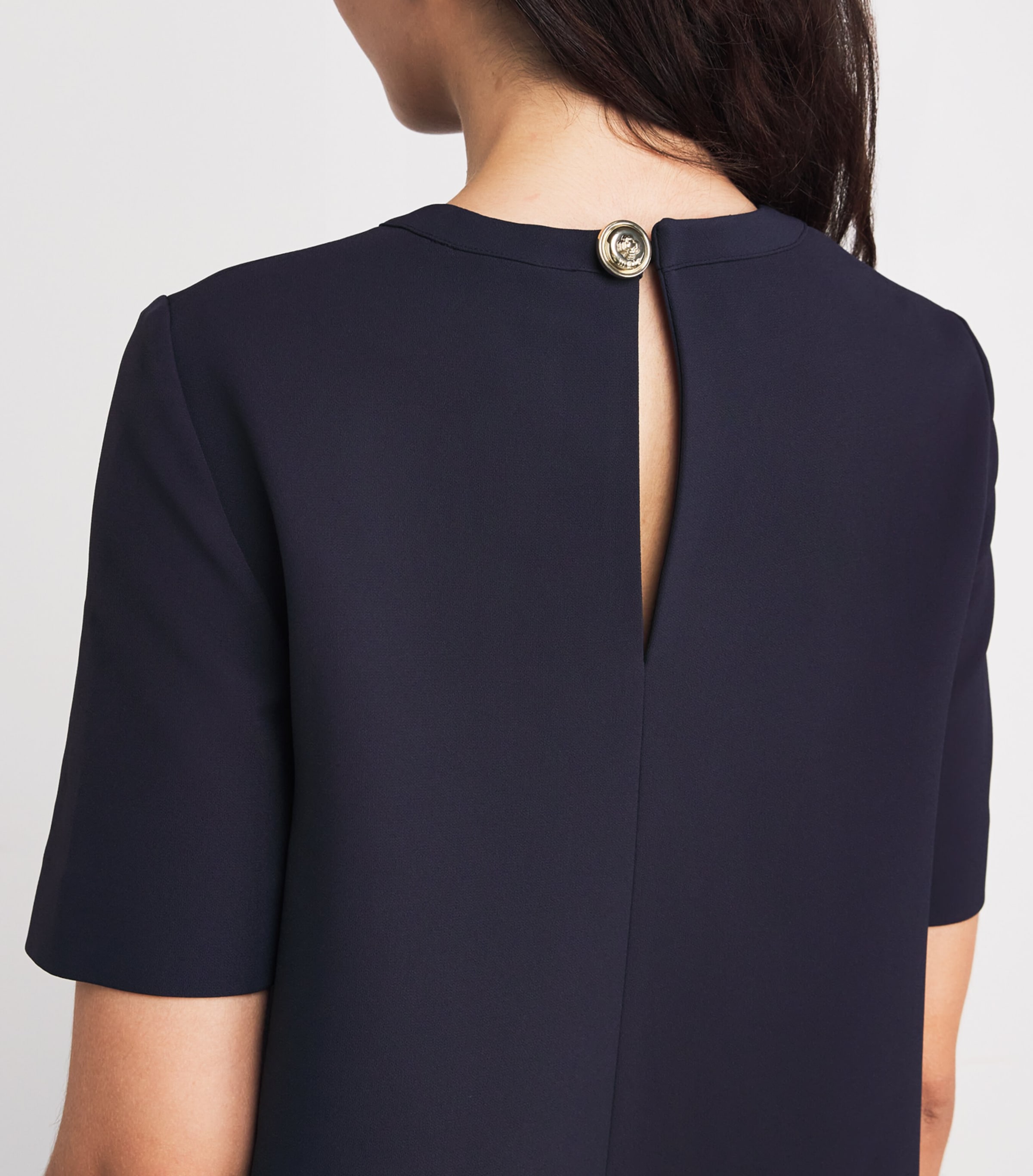 Crepe Trapeze Mini Dress NAVY Image 6