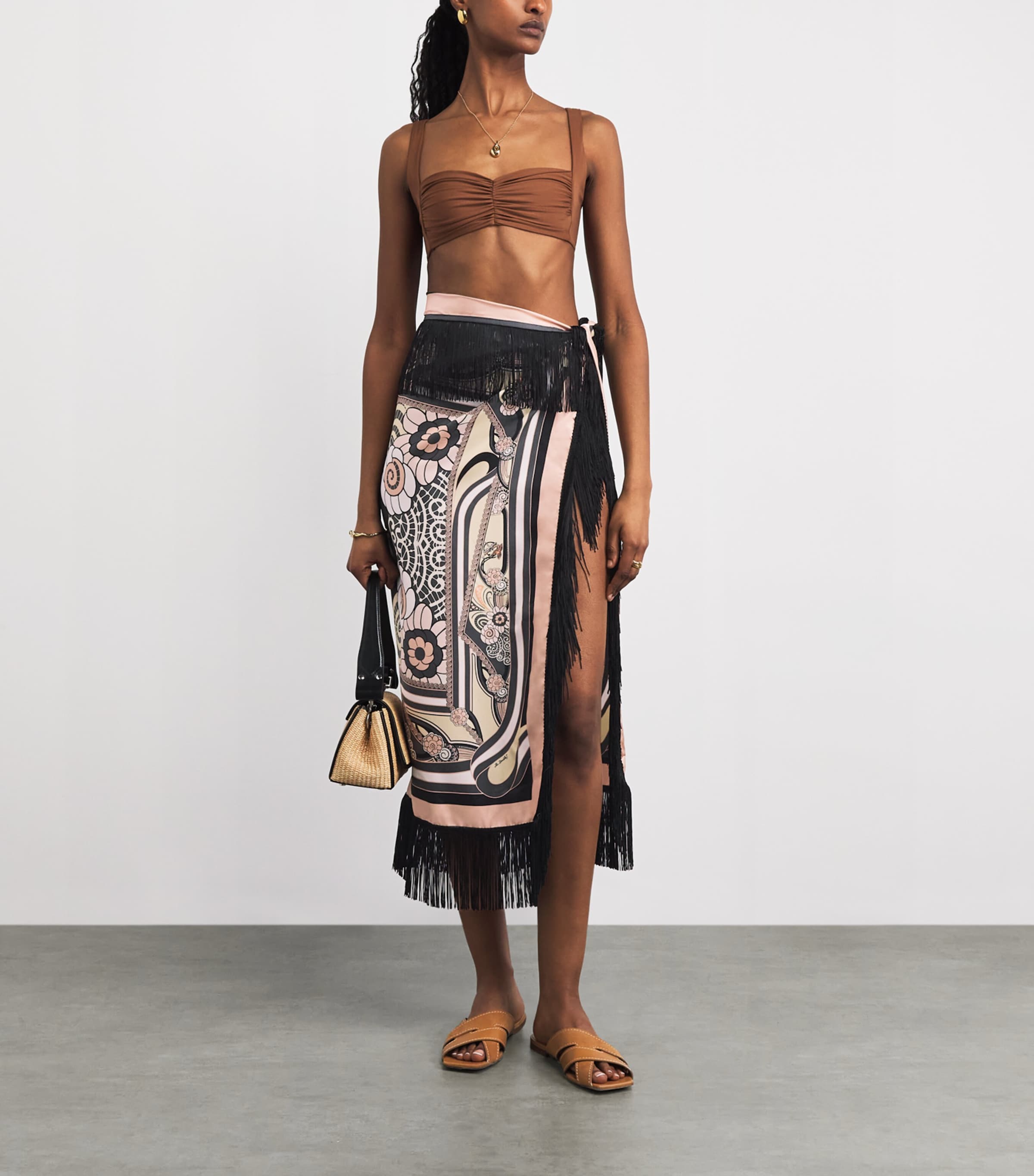 La Doublej Womens Silk Fringed Pareo Placée Image 2