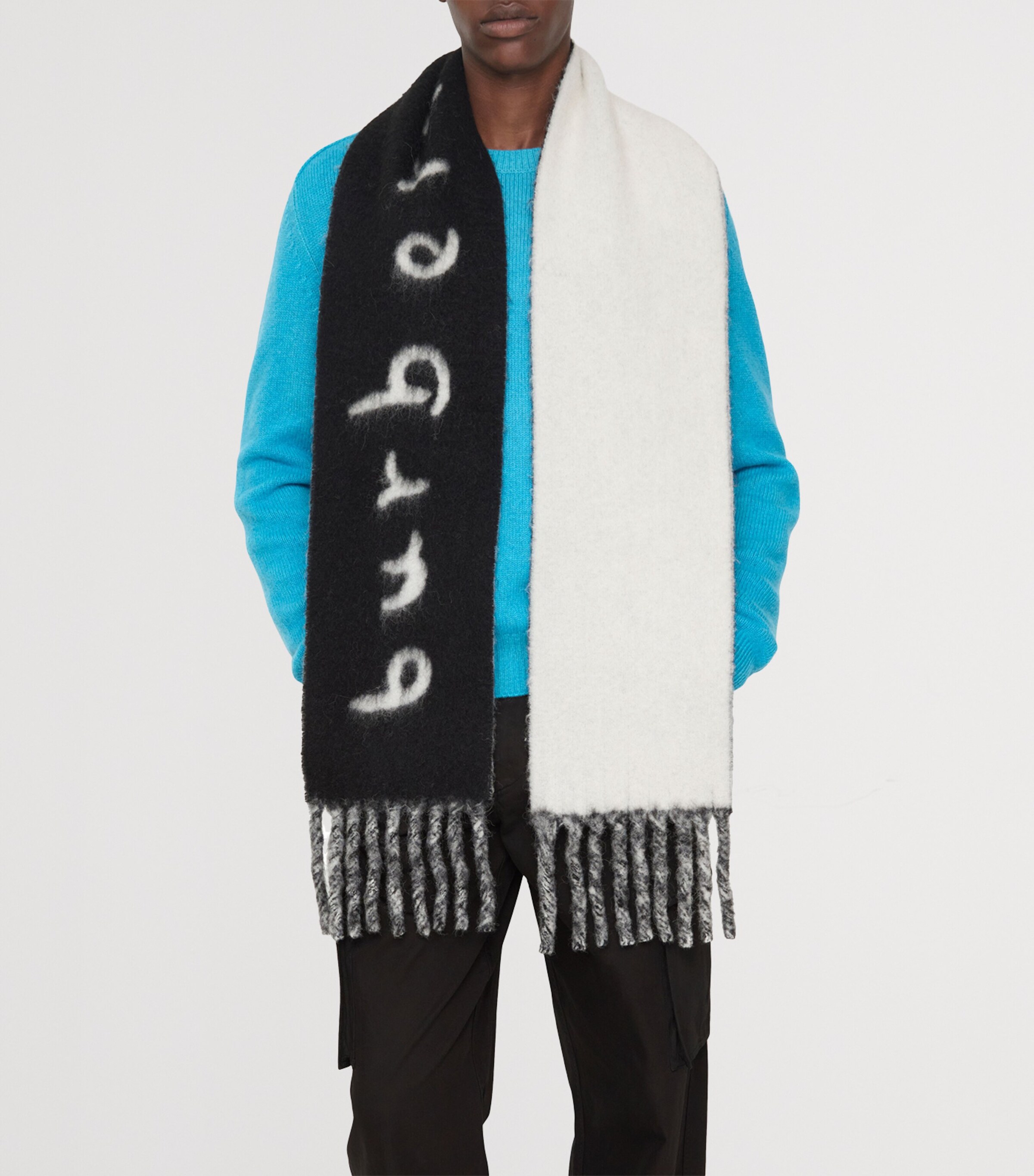 Alpaca-Blend Reversible Logo Scarf BLACK Image 7