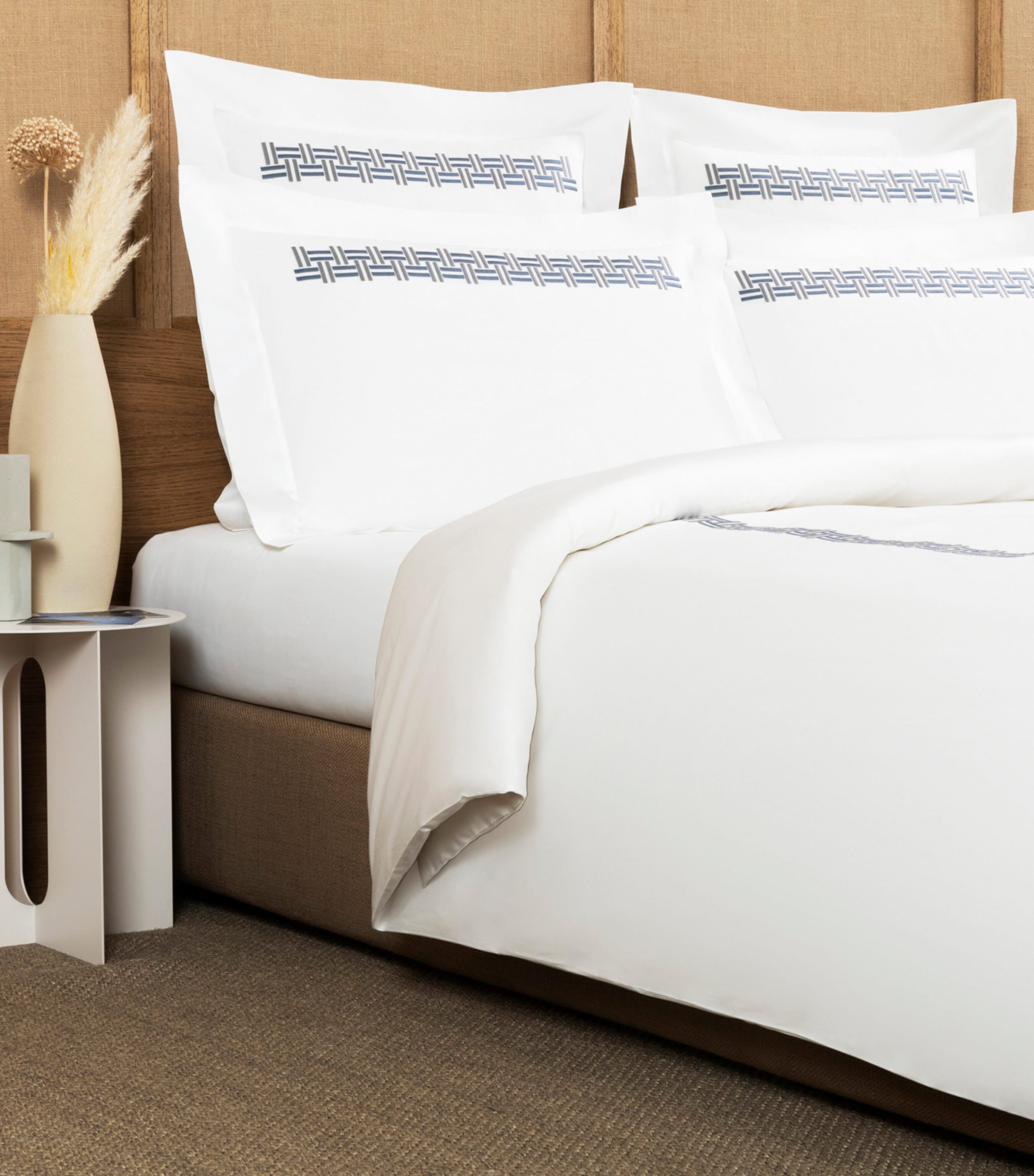 Basket Weave Super King Duvet Cover (260cm x 240cm) 8E23 - STEEL BLUE/GR Image 2