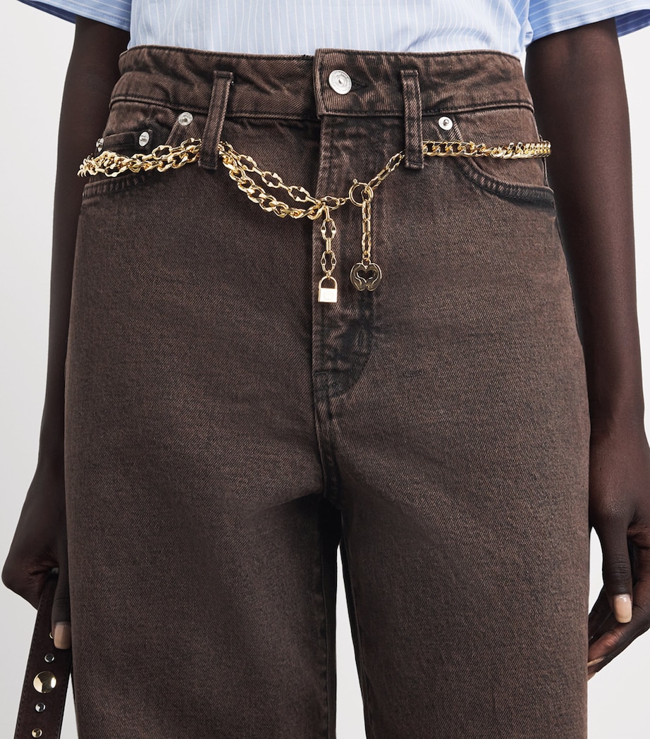 Maje Womens Belted Bootcut Jeans Brown Image 3