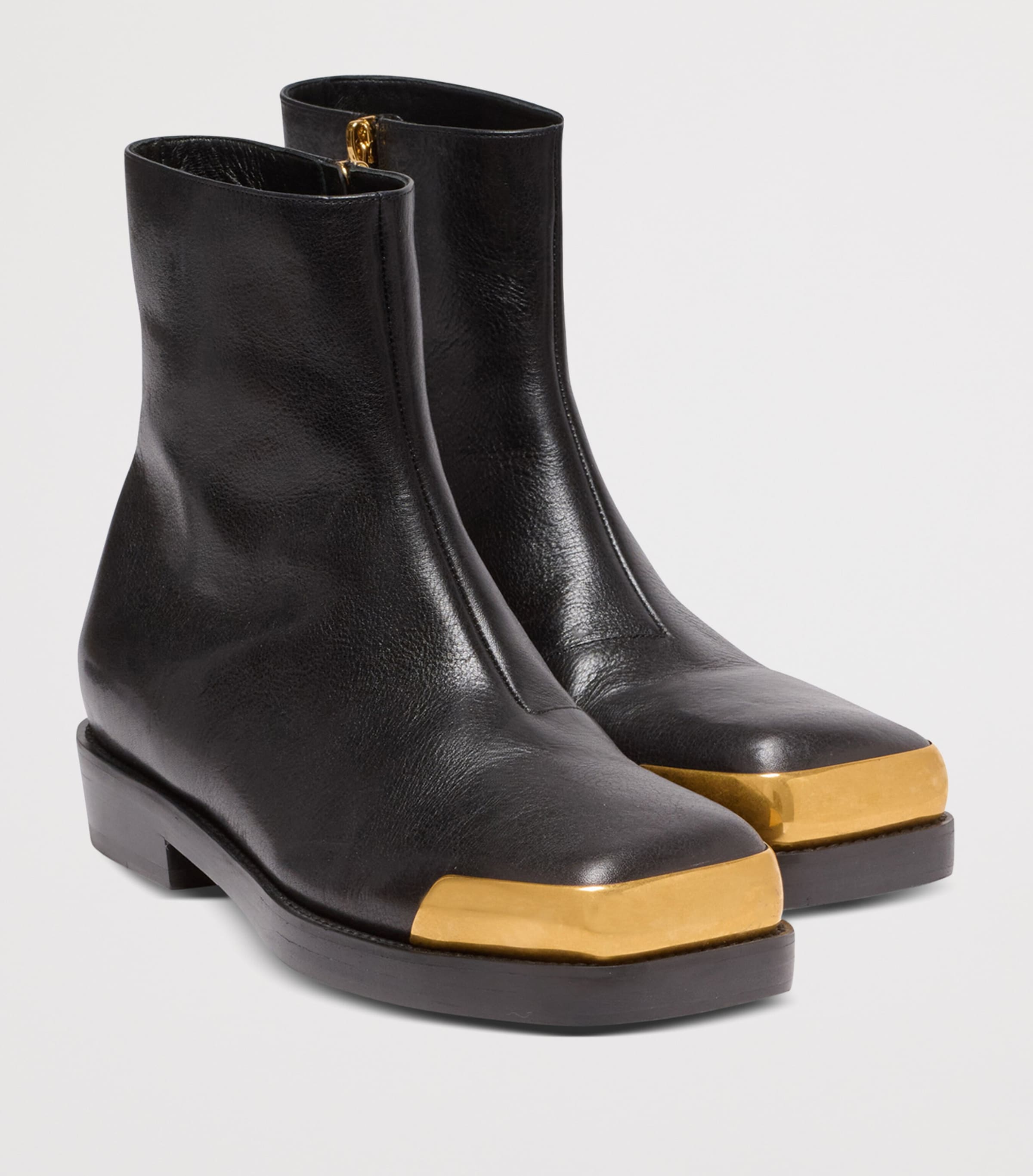 Leather Square Toe Boots 0PA NOIR Image 2