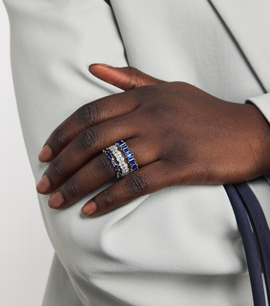 White Gold and Sapphire La Fantasie Cosmic Eternity Ring 18K WG/DB Image 5