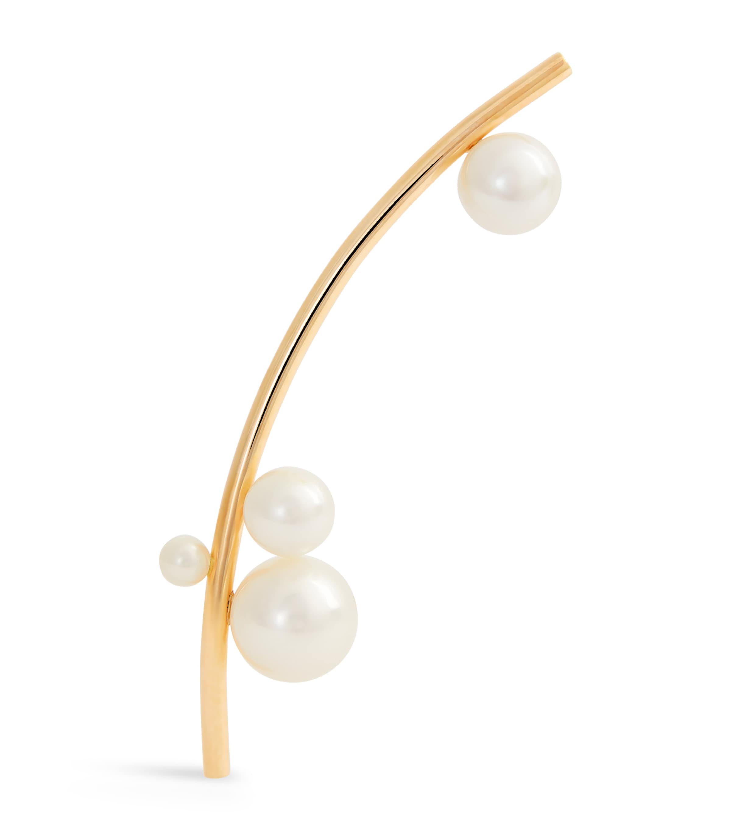 Sophie Bille Brahe Yellow Gold And Pearl Stellari Perle Single Left Earring