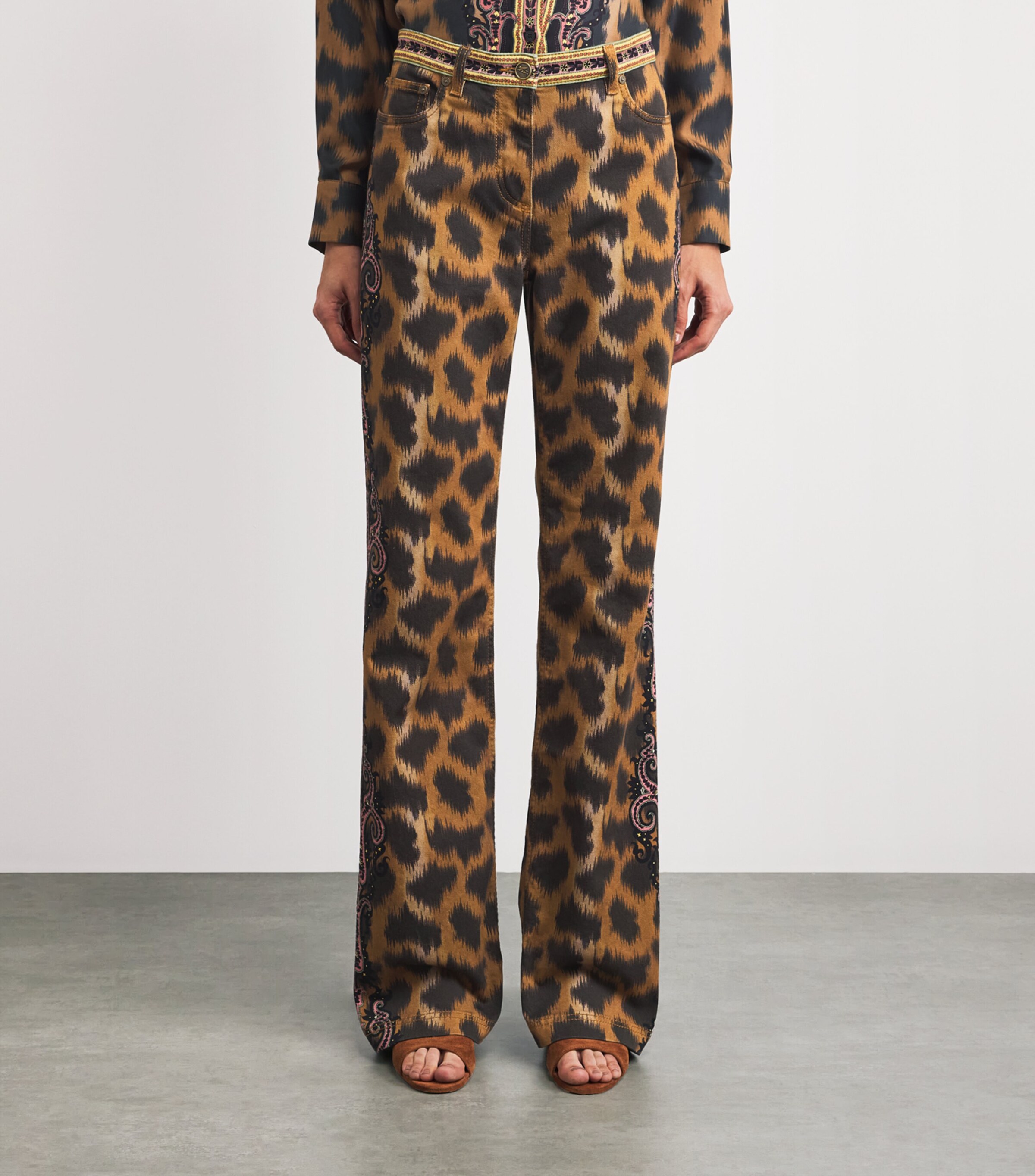 Etro Womens Printed Wide-Leg Jeans Image 4