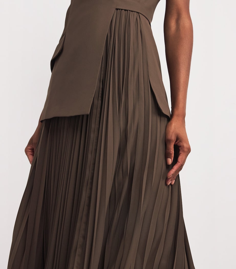 Pleated Blazer Helena Midi Dress COCOA Image 6