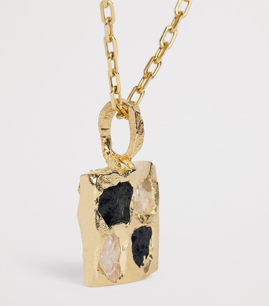 THE OUZE Yellow Gold and Sapphire Scatter Necklace Gold Image 5