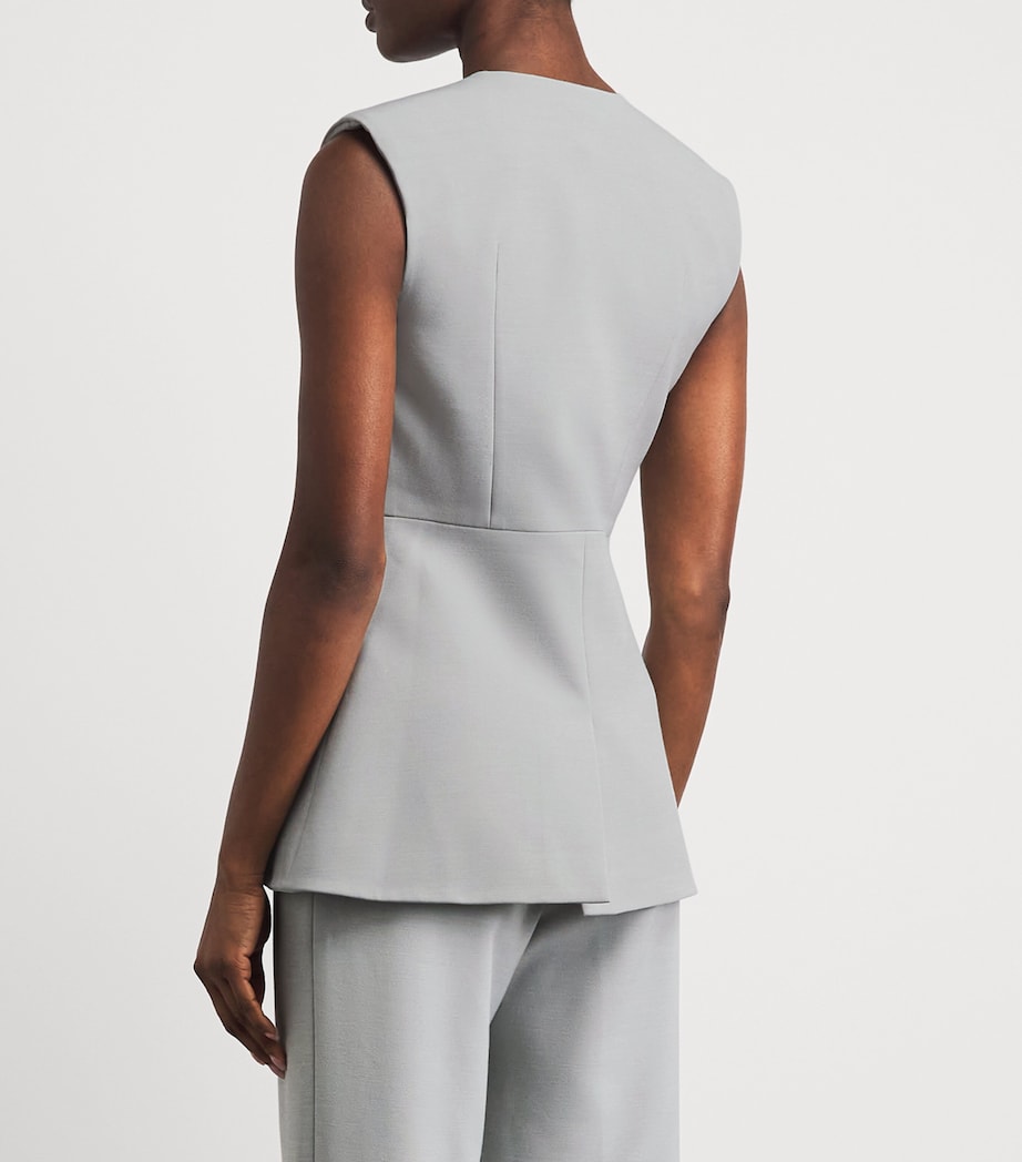 Huishan Zhang Womens Crepe Embellished Sigrid Sleeveless Jacket Grey Image 5