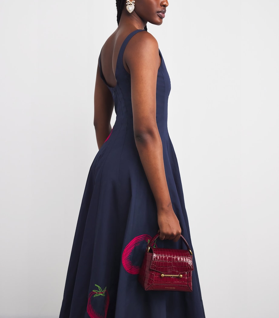 Tomato-Embroidered Wells Midi Dress NAVY ROMA NVYR Image 4