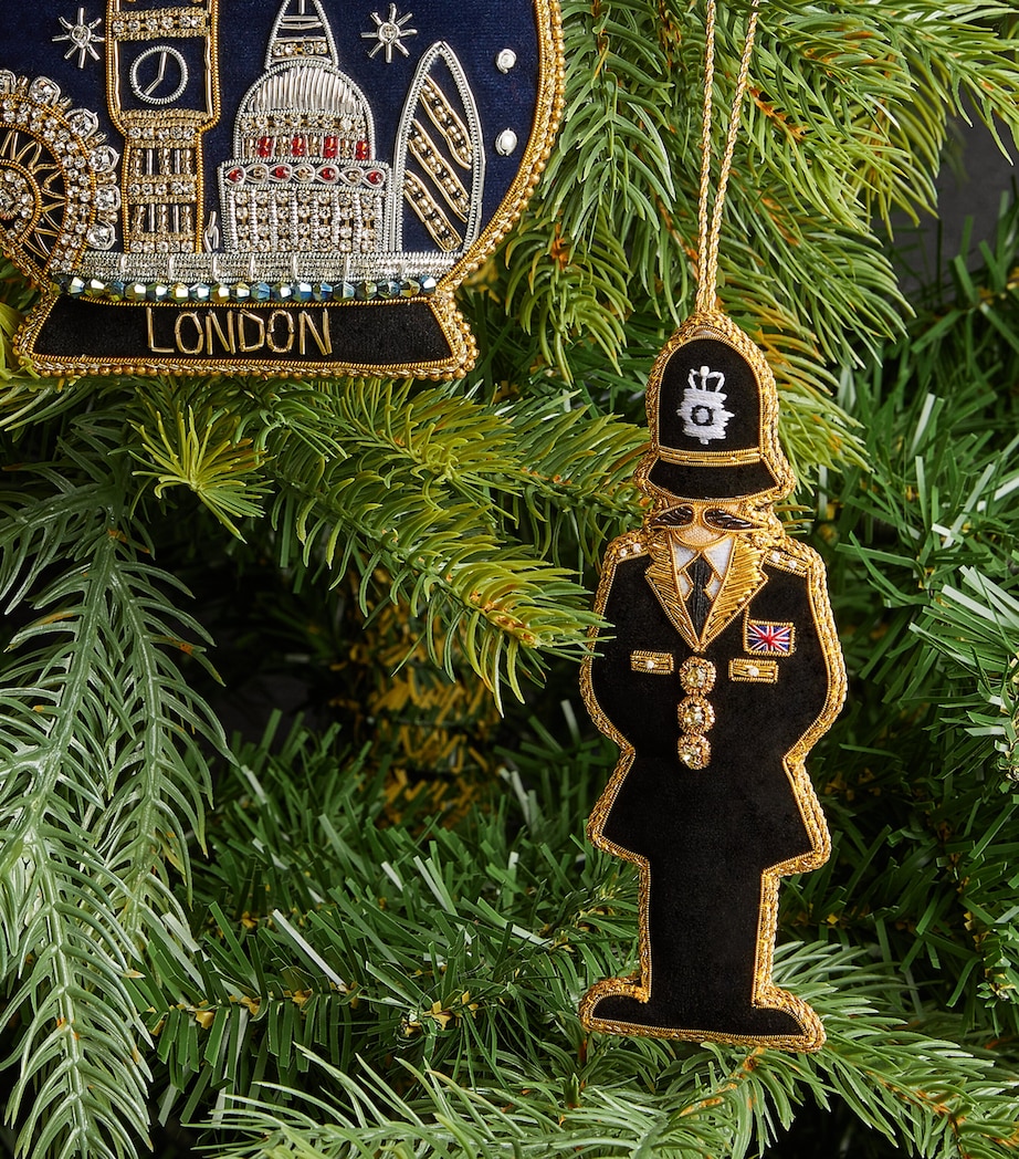 Velvet Policeman Tree Decoration BLK/GOLD Image 2