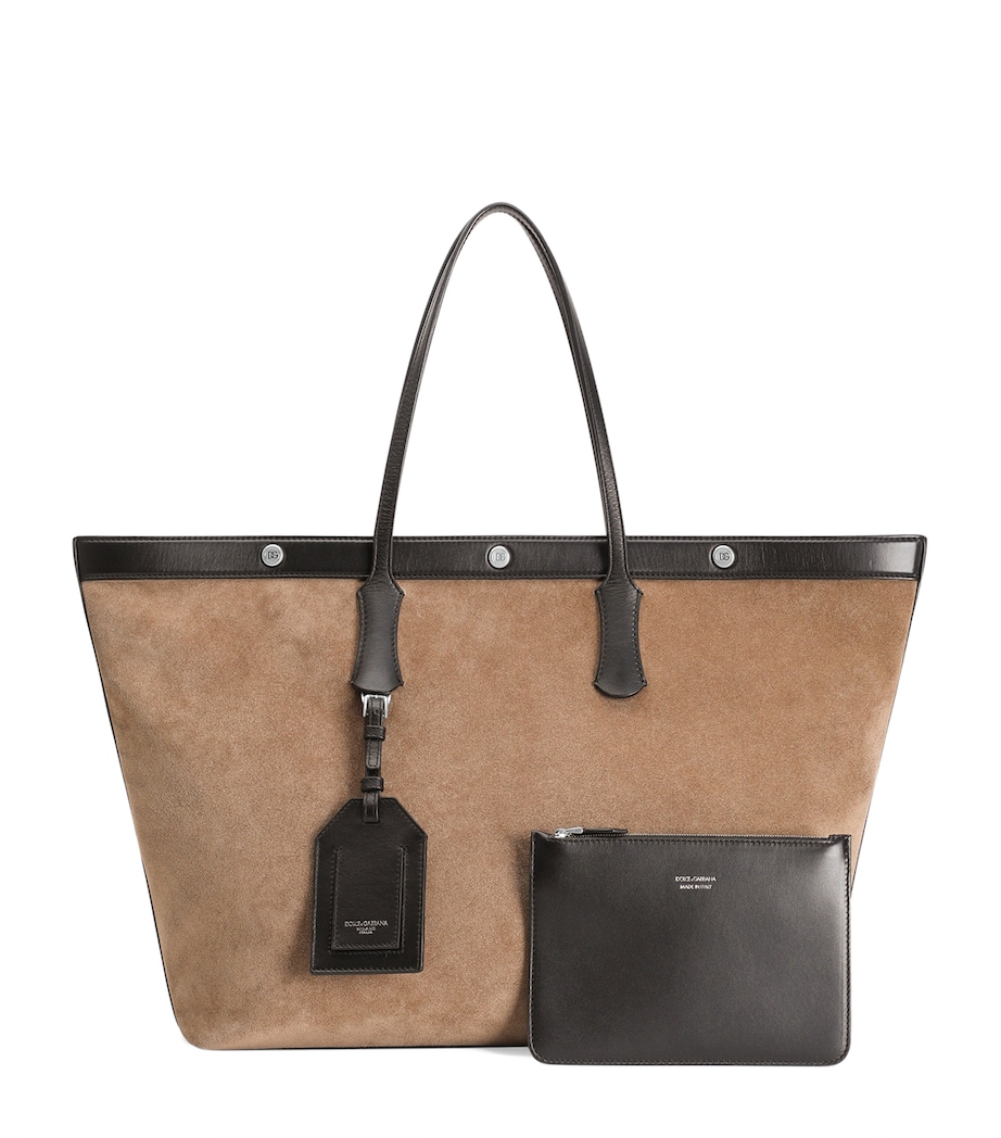 Suede Atene Tote Bag 8M067-NUT/BLACK Image 1