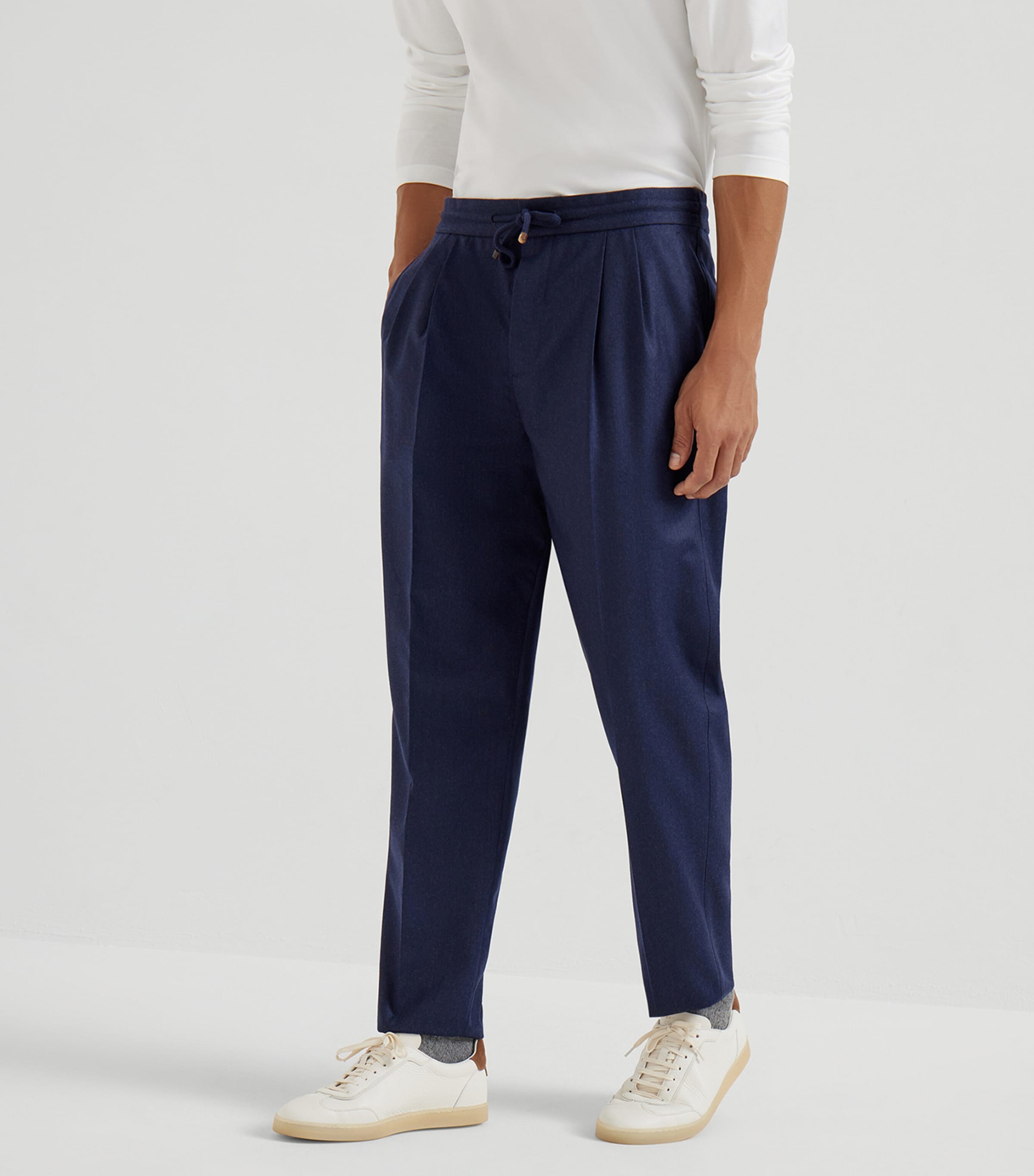 Virgin Wool Drawstring Leisure Trousers C396 Image 2