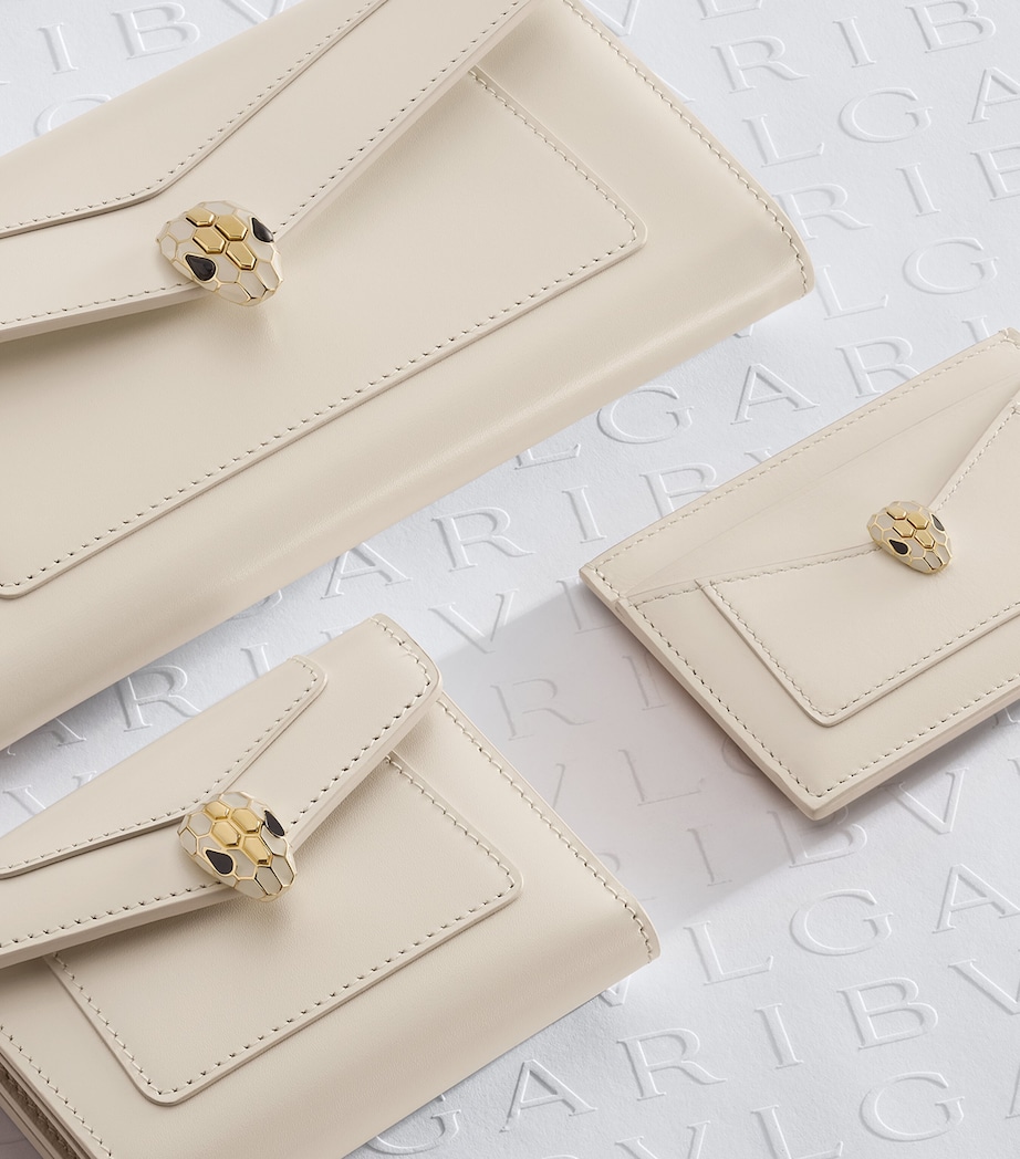 Leather Serpenti Forever Compact Wallet WHITE Image 3