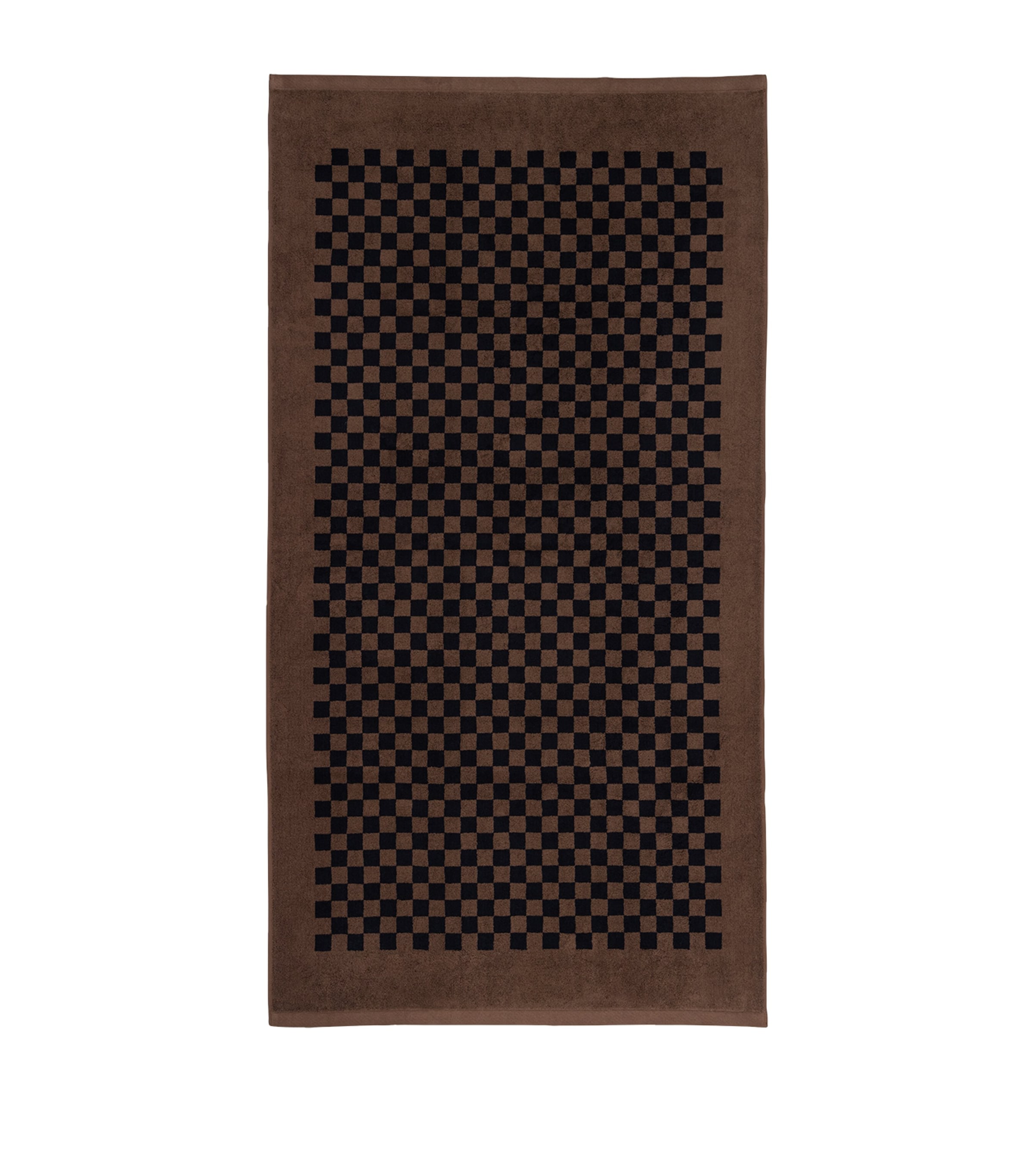 Check Roman Beach Towel (90cm x 170cm) TABAC / NOIR Image 2