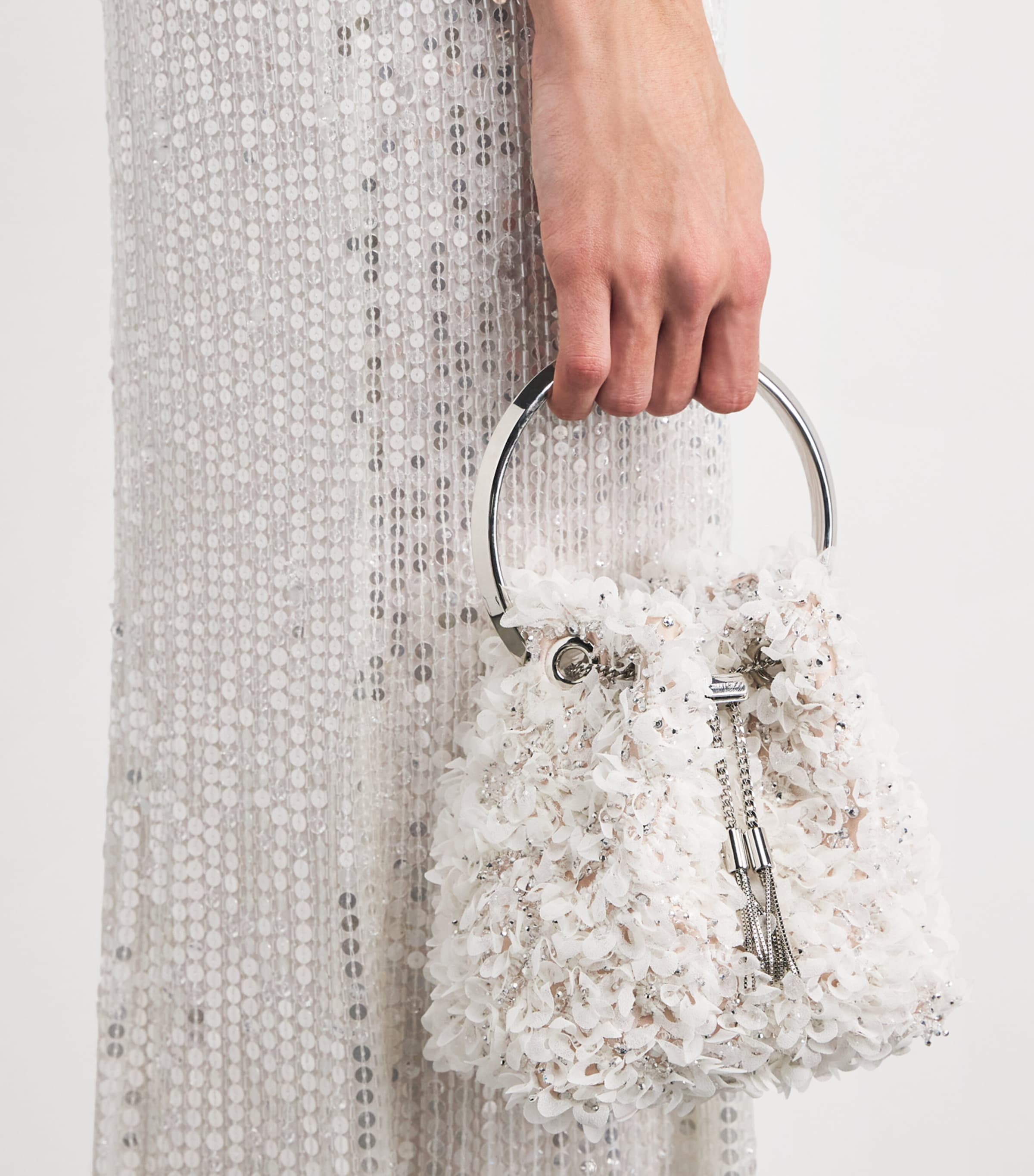 Jimmy Choo Satin Petal Bon Bon Top-Handle Bag Ivory/silver Image 2