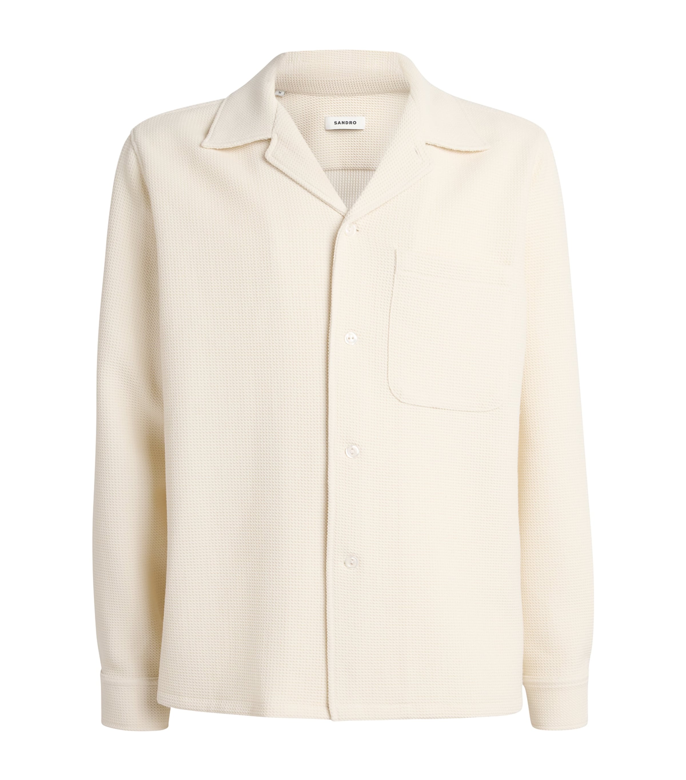 Sandro Paris Mens Textured Long-Sleeve Shirt Ecru Image 1