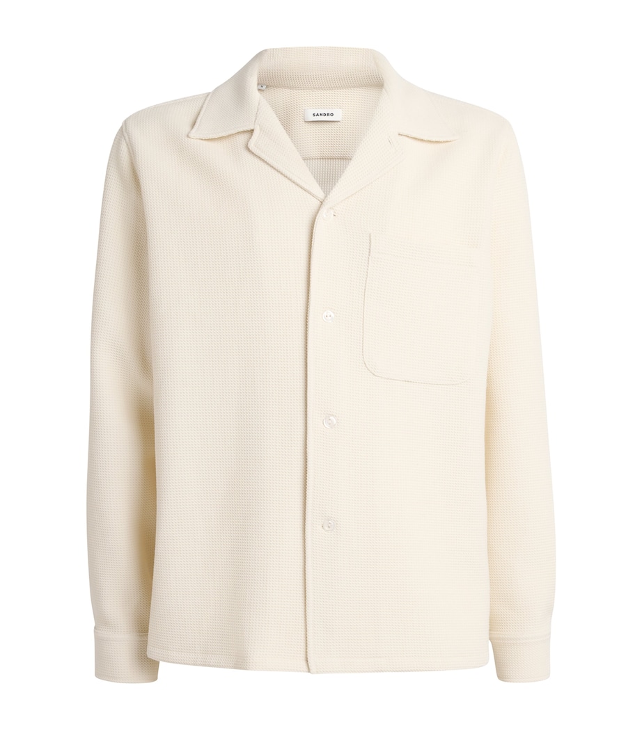 Sandro Paris Mens Textured Long-Sleeve Shirt Ecru Image 1