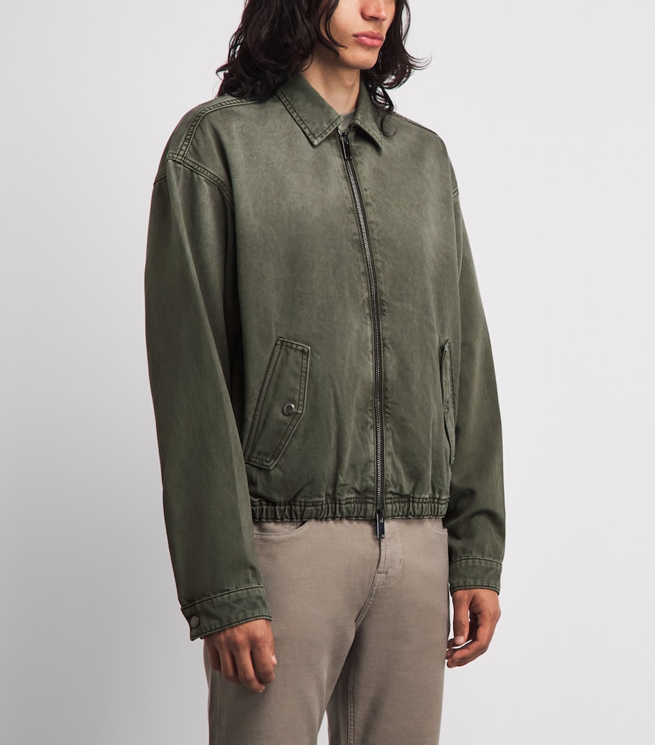 7 For All Mankind Mens Aviator Denim Jacket Green Image 4