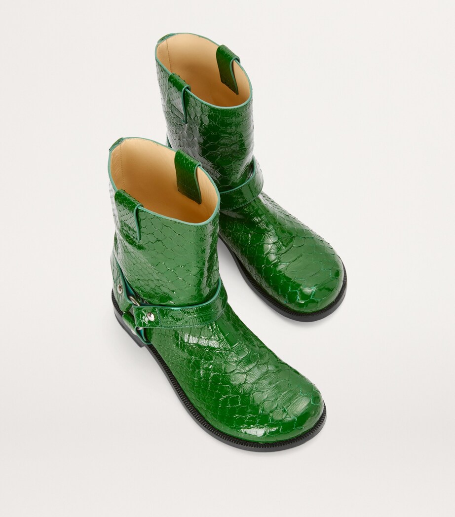 LOEWE Python Leather Campo Biker Boots | Harrods UK