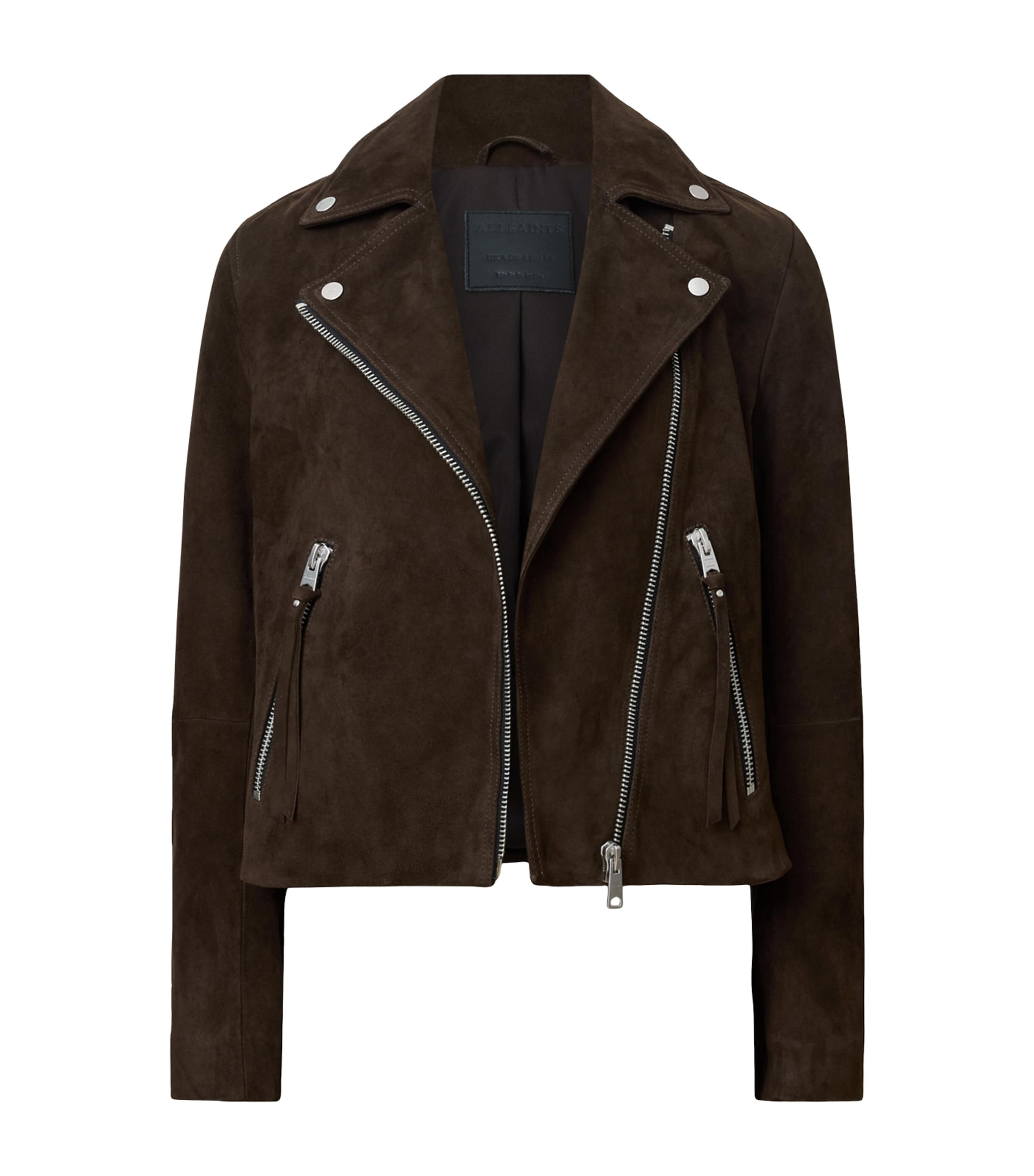 Allsaints Suede Dalby Biker Jacket In Multi