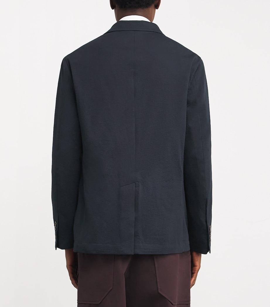 Polo Ralph Lauren Mens Seersucker Modern Knit Soft Blazer Navy Image 4