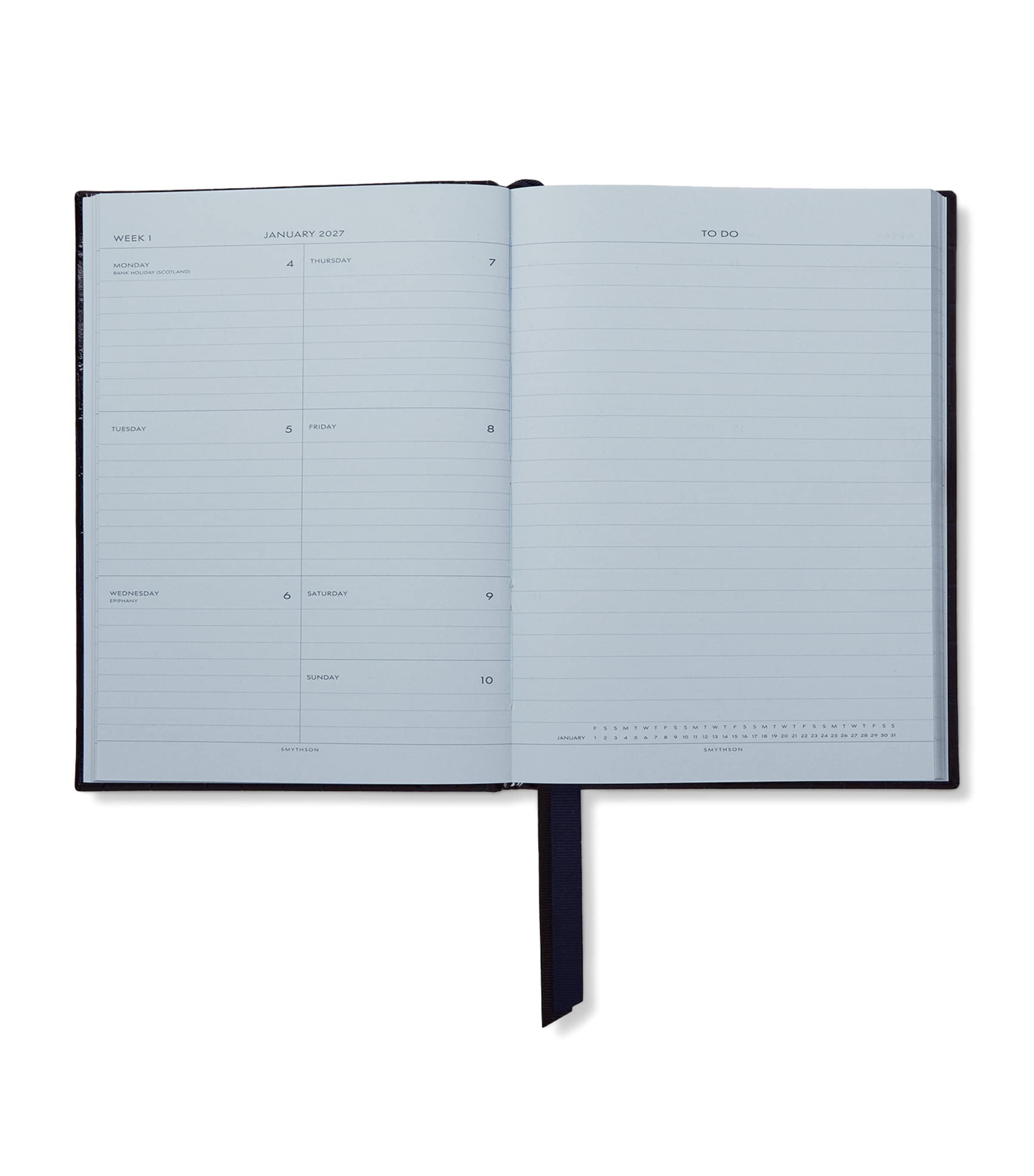 Smythson Leather Soho Weekly Diary 2027 Navy Image 2