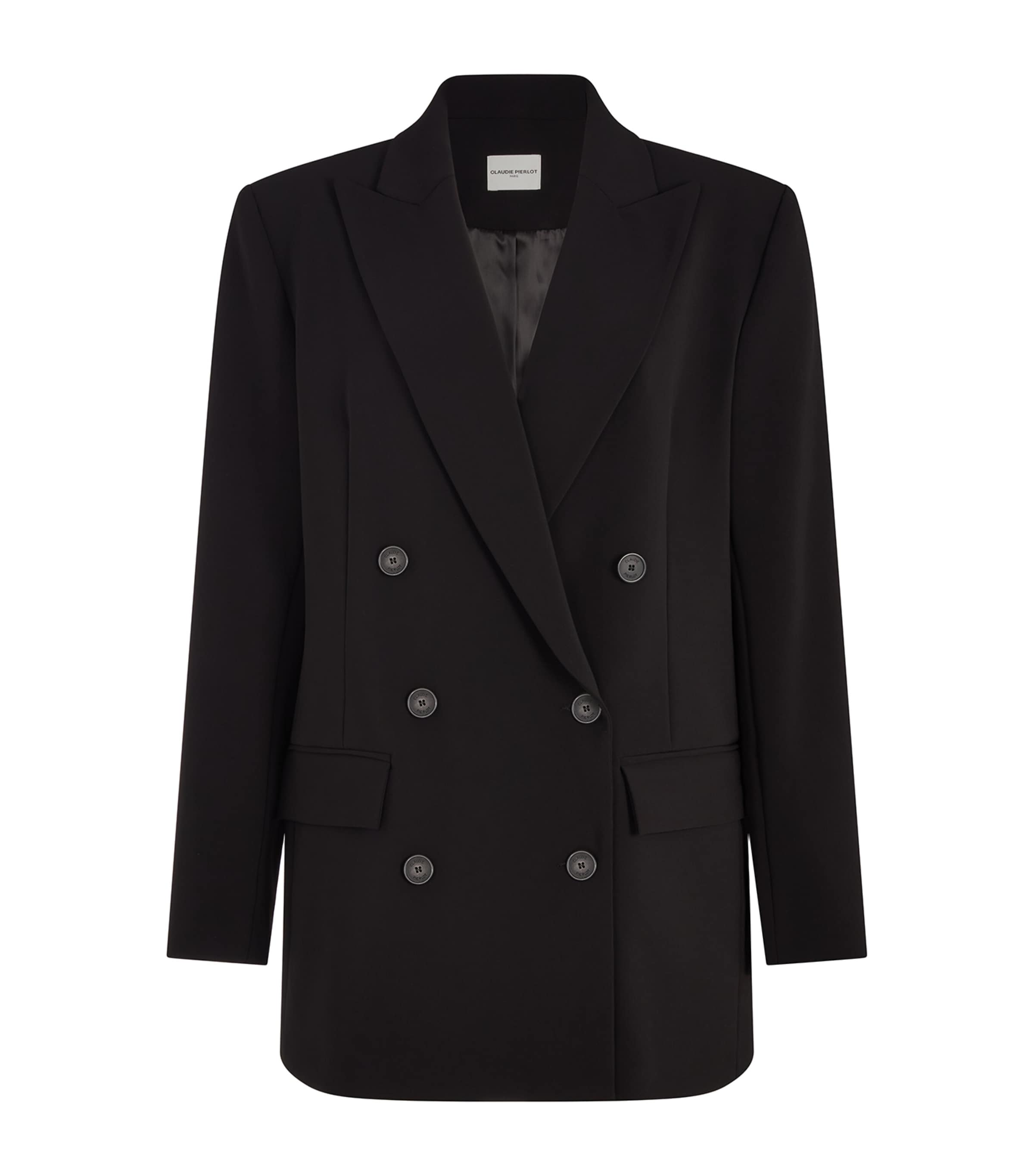 Claudie Pierlot Womens Double-Breasted Tailored Blazer Black Image 1
