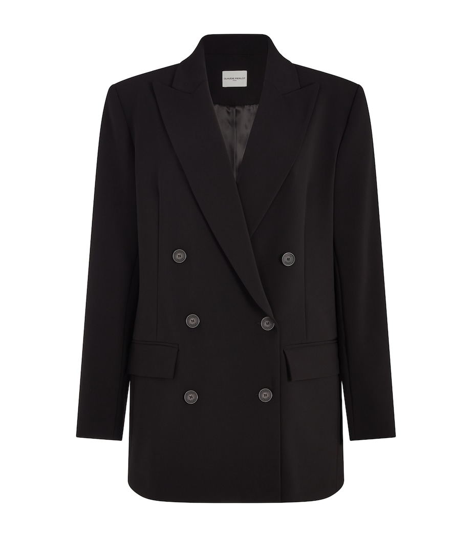 Claudie Pierlot Womens Double-Breasted Tailored Blazer Black Image 1