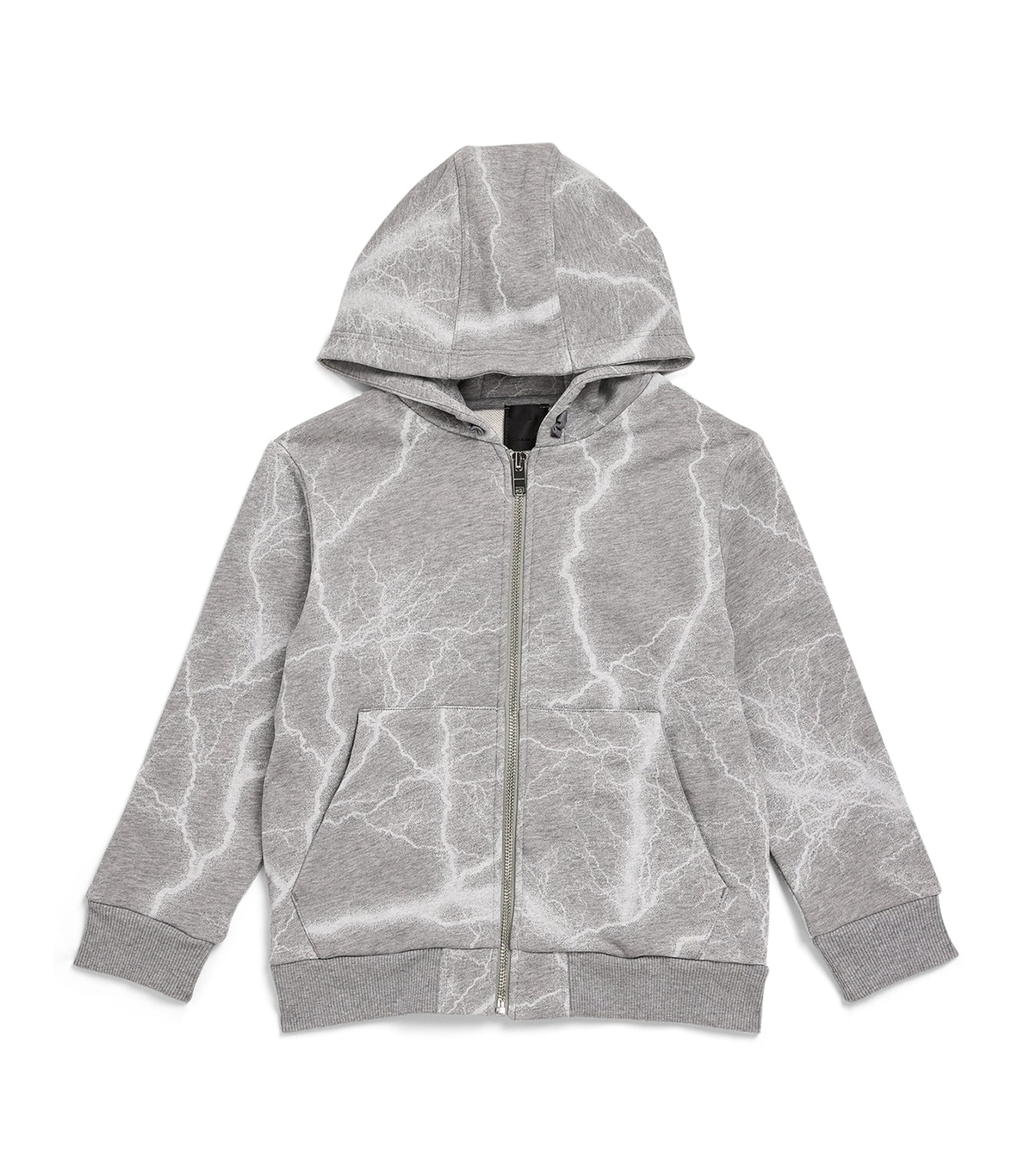 Shop Givenchy Cotton Lightning Print Hoodie In Grey