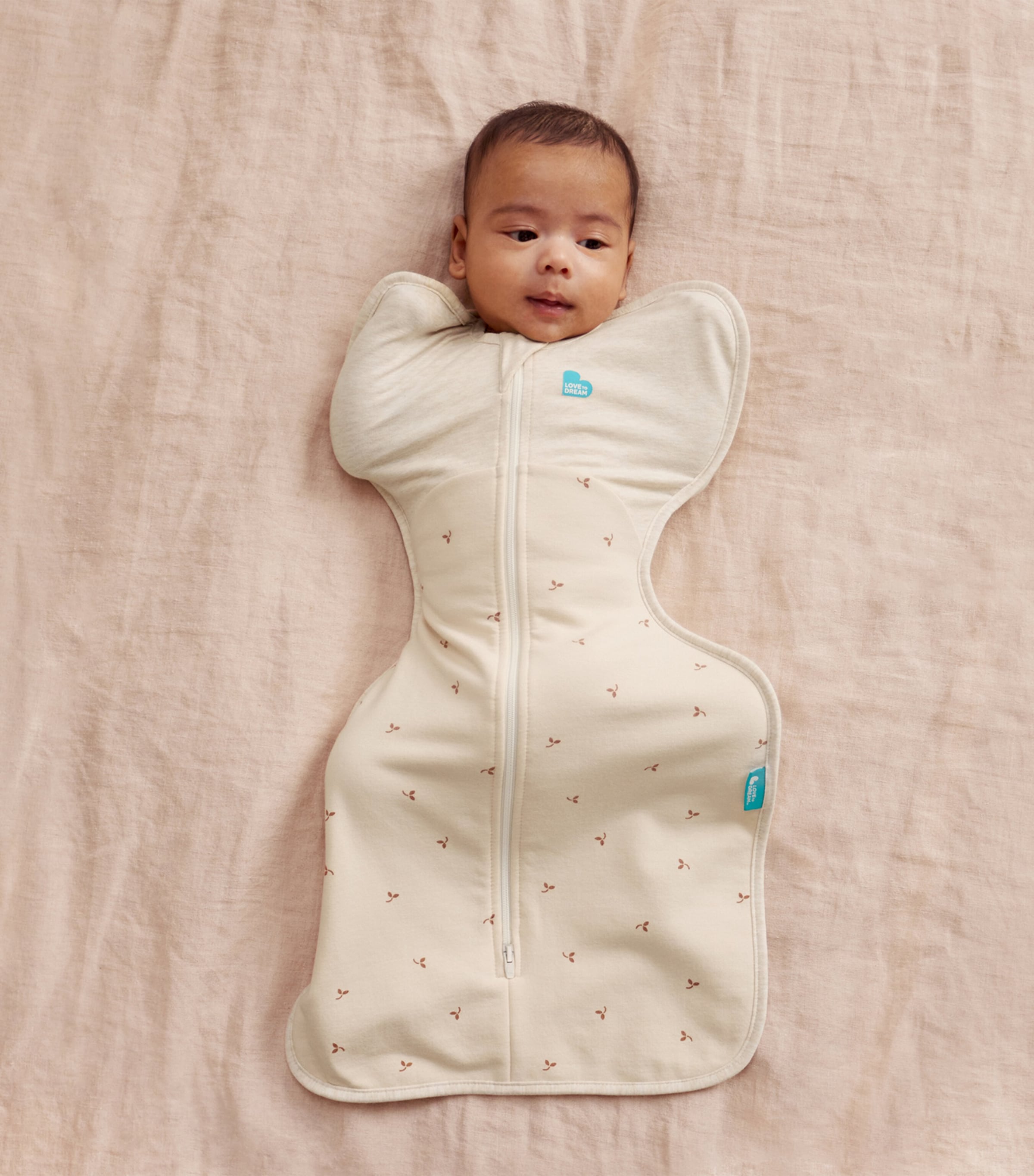 1.5 Tog Stretch-Cotton Twigs Swaddle (Small) OATMEAL Image 2
